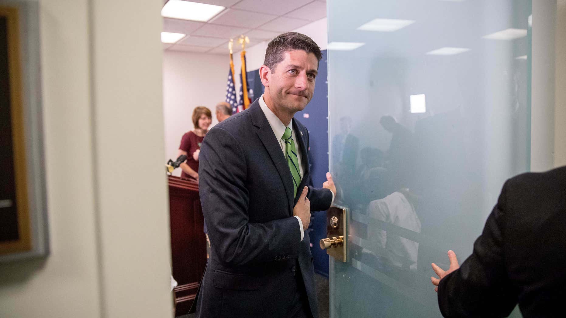 Sept. 27, 2016: House Speaker Paul Ryan of Wis. leaves a news conference on Capitol Hill in Washington.