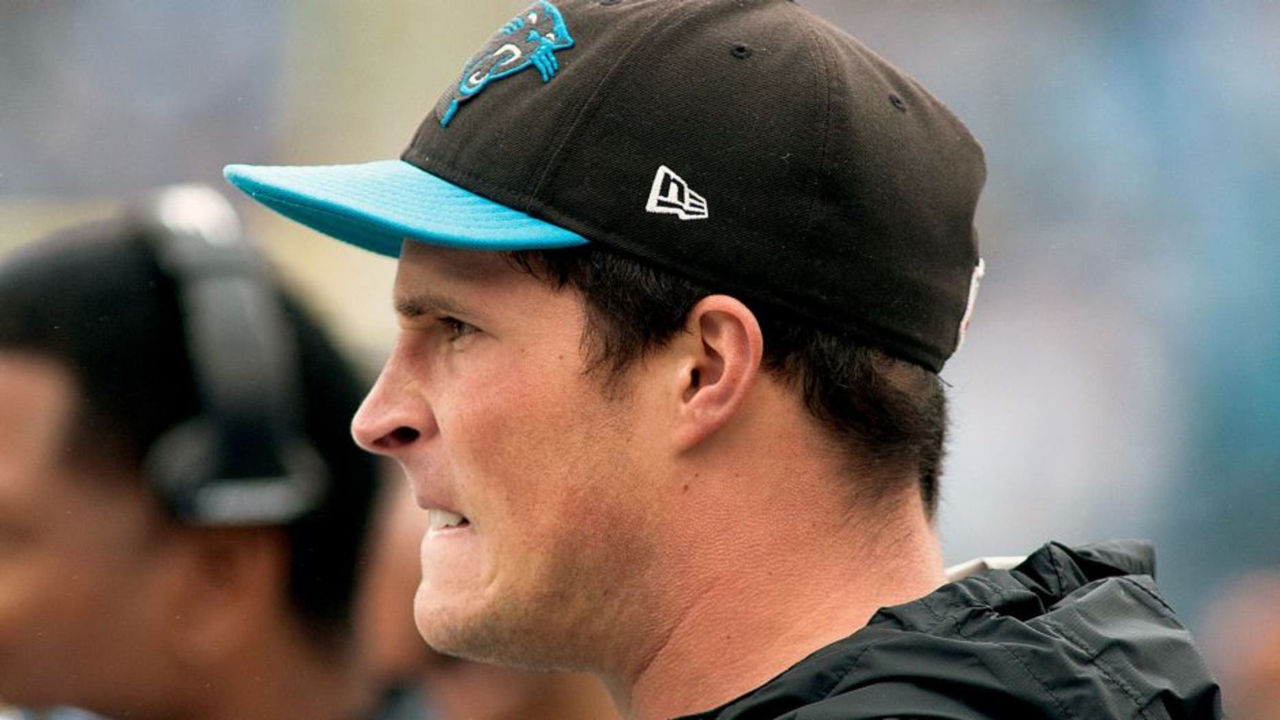Sep 27, 2015; Charlotte, NC, USA; Carolina Panthers middle linebacker Luke Kuechly (59) waits for kickoff from the sidelines during the first quarter against the New Orleans Saints at Bank of America Stadium. Mandatory Credit: Jeremy Brevard-USA TODAY Sports
