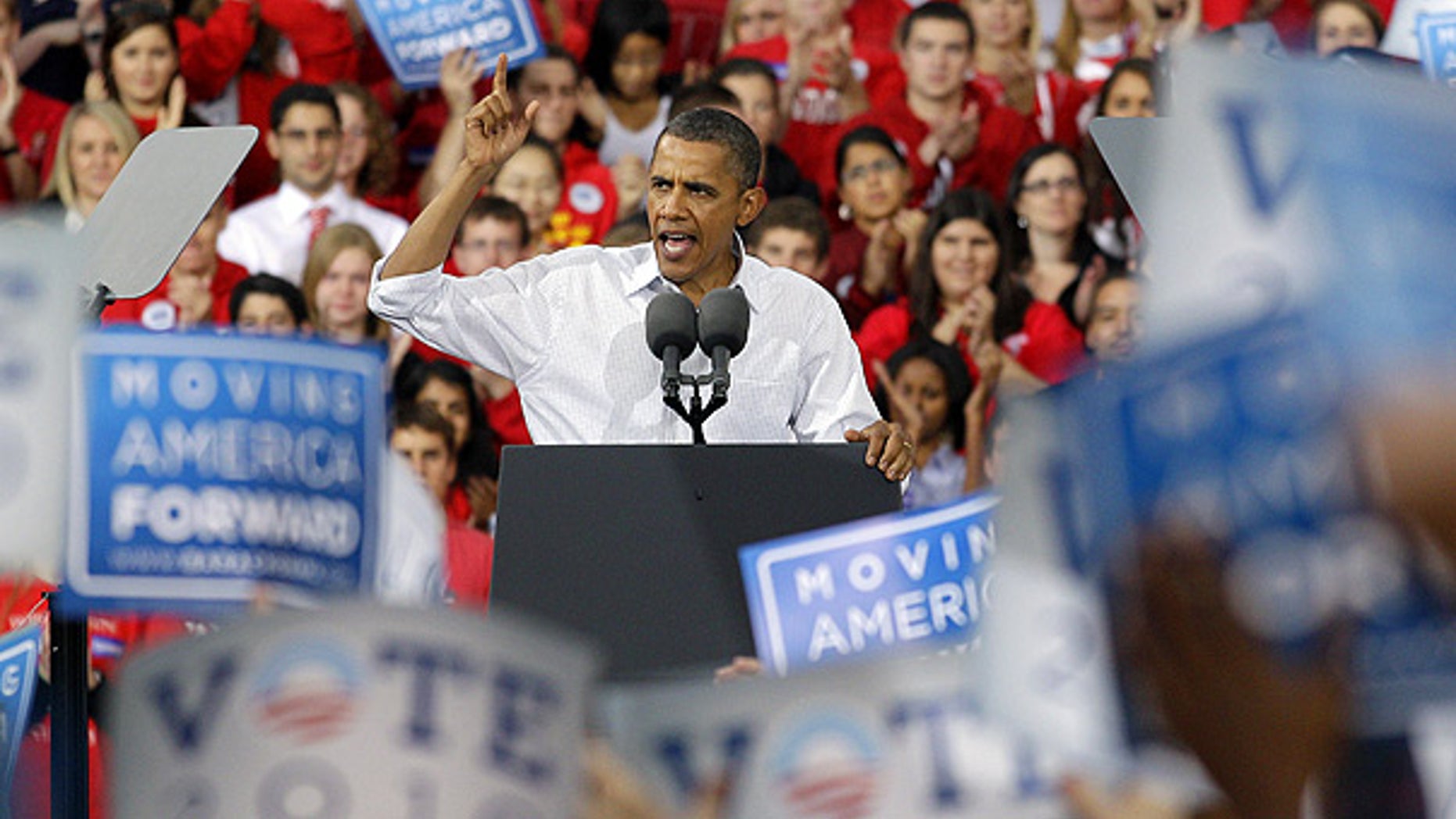 Sept. 28: President Obama speaks at a rally on the University of Wisconsin campus in Madison.