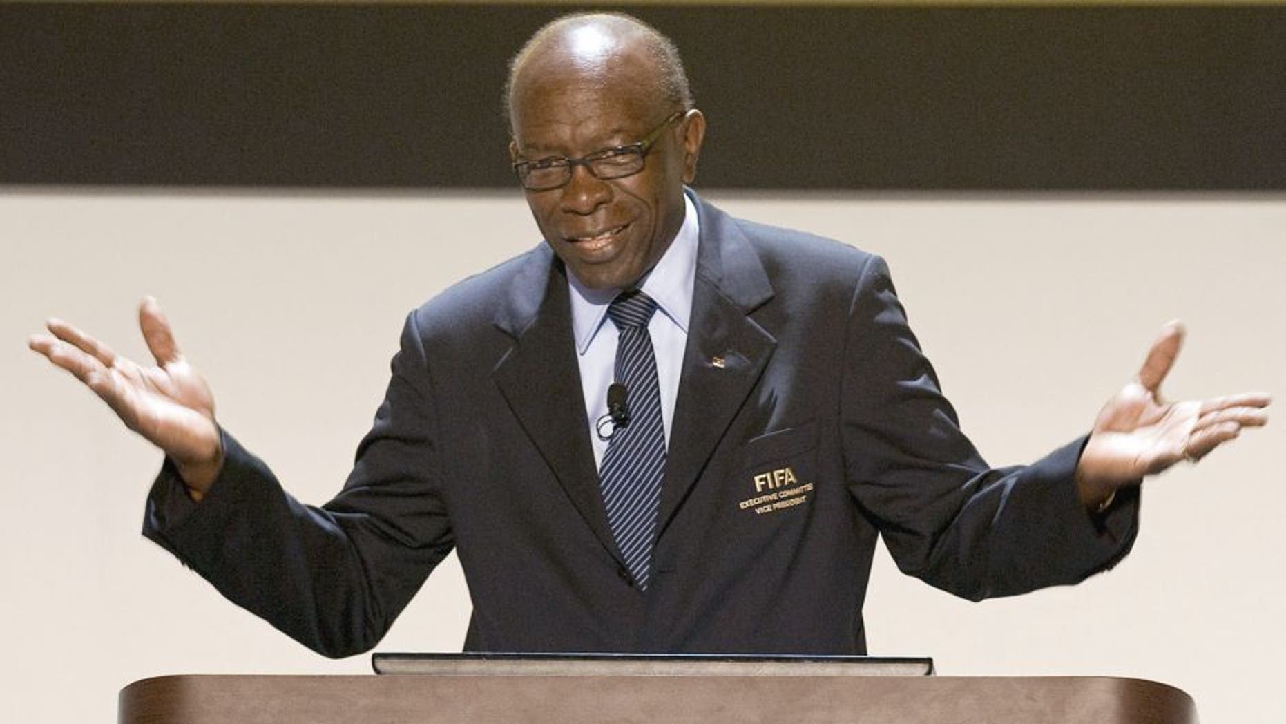 A picture taken on April 27, 2011 shows FIFA's vice-president Jack Warner in Cartagena. Jack Warner, the central figure in recent bribery allegations, has resigned from his post, world football's governing body confirmed on June 20, 2011. AFP PHOTO / Luis Acosta (Photo credit should read LUIS ACOSTA/AFP/Getty Images)