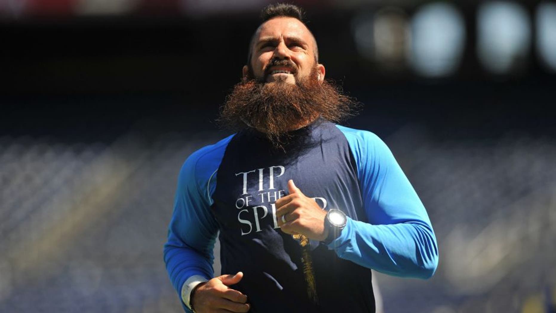 Aug 29, 2015; San Diego, CA, USA; San Diego Chargers free safety Eric Weddle (32) warms up before the game against the Seattle Seahawks at Qualcomm Stadium. Mandatory Credit: Orlando Ramirez-USA TODAY Sports