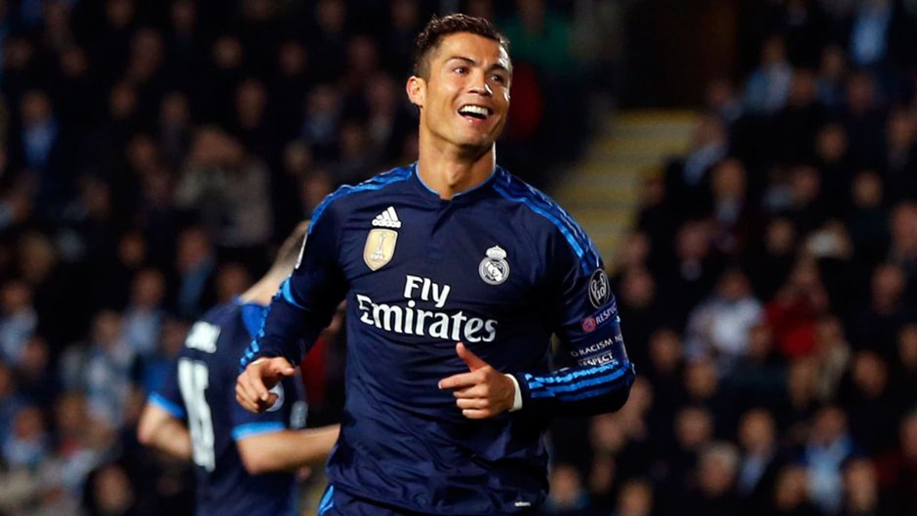 MALMO, SWEDEN - SEPTEMBER 30: Cristiano Ronaldo of Real Madrid celebrates after scoring during the UEFA Champions League Group A match between Malmââ FF and Real Madrid CF at Swedbank Stadion on September 30, 2015 in Malmo, Sweden. (Photo by Antonio Villalba/Real Madrid via Getty Images)