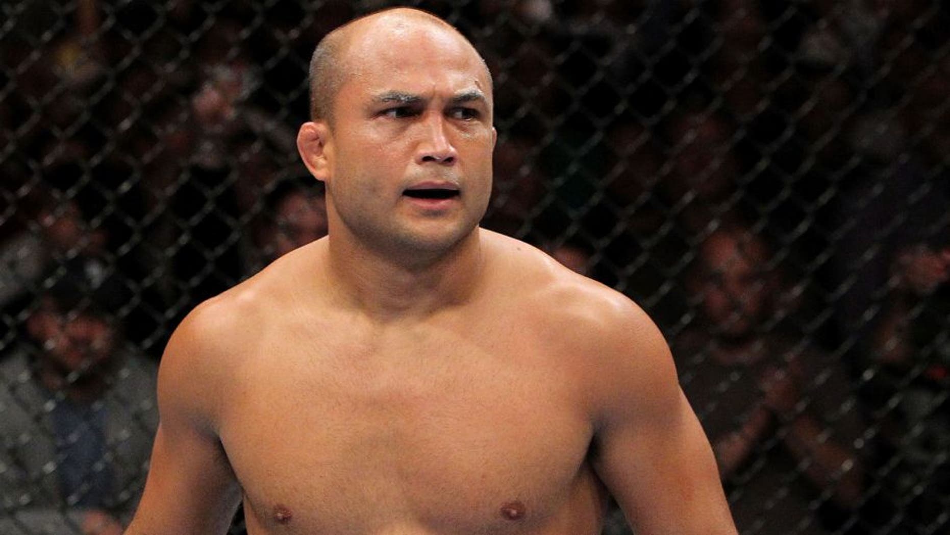 AUBURN HILLAS, MI - NOVEMBER 20: BJ Penn looks on as he fights Matt Hughes during their Welterweight bout part of UFC 123 at the Palace of Auburn Hills on November 20, 2010 in Auburn Hills, Michigan. (Photo by Josh Hedges/Zuffa LLC/Zuffa LLC via Getty Images) *** Local Caption *** BJ Penn