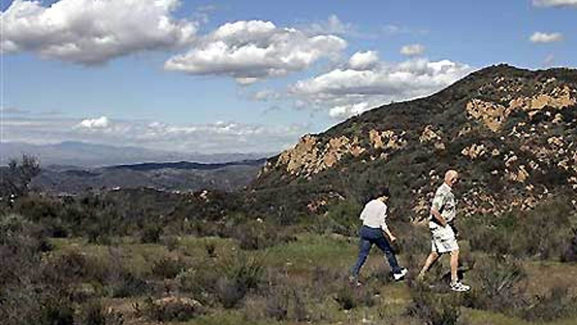 Negrohead Mountain as seen from a bluff above Kanan Road near Malibu, Calif.