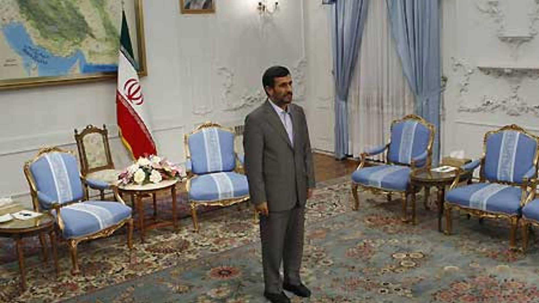 Sept. 7: Iranian President Mahmoud Ahmadinejad waits to meet the Iraqi parliament speaker, Ayad al-Samarraie.