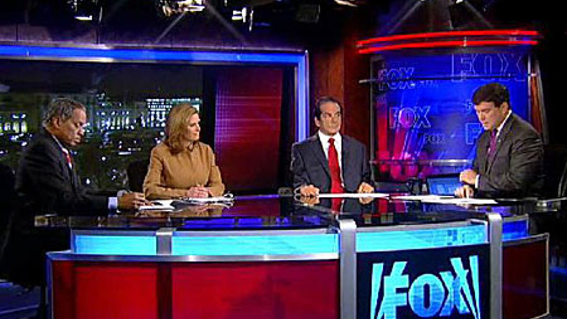 From left: Juan Williams, Nina Easton, Charles Krauthammer and Bret Baier
