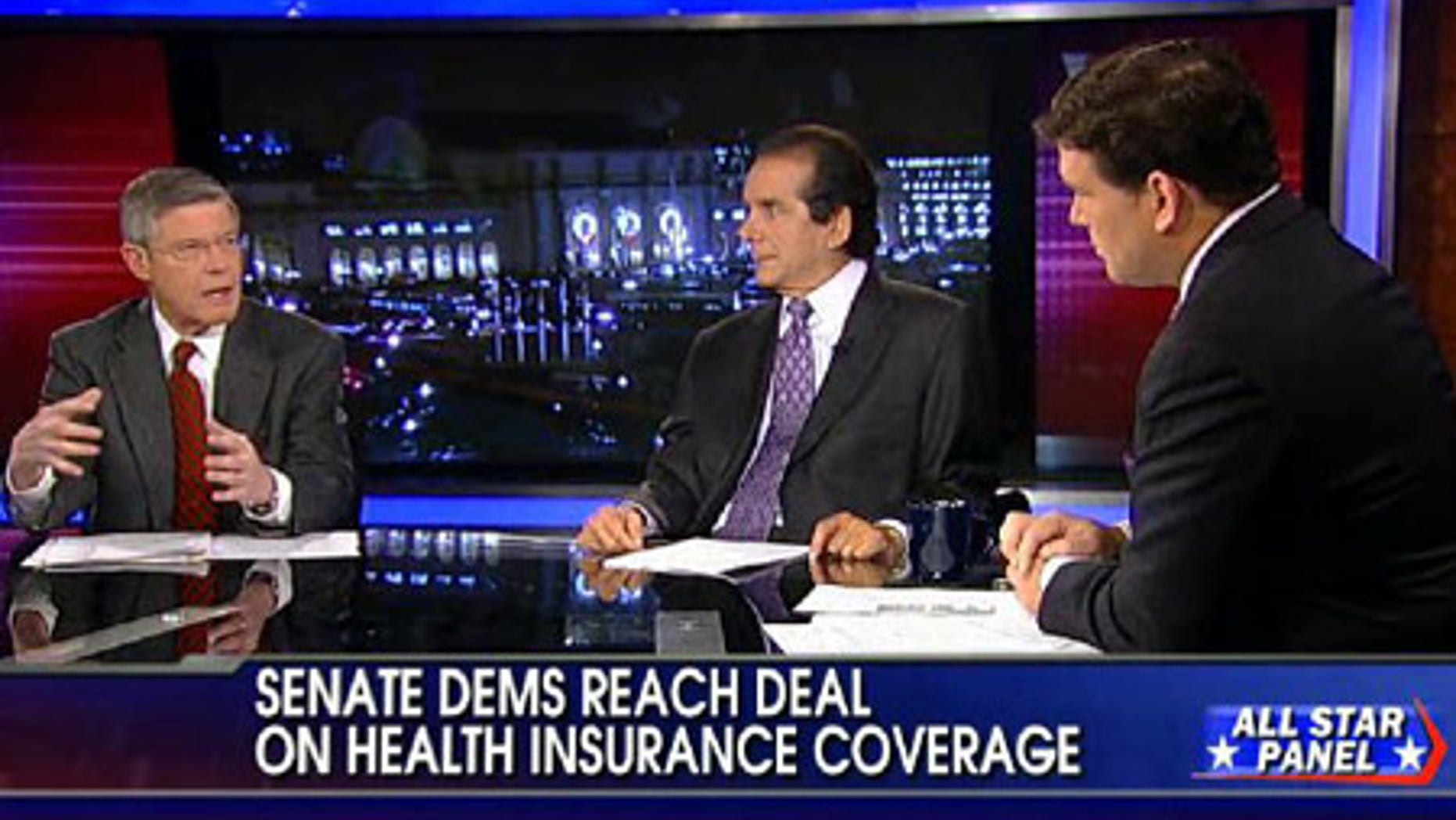 Mort Kondracke with Charles Krauthammer and Bret Baier, host
