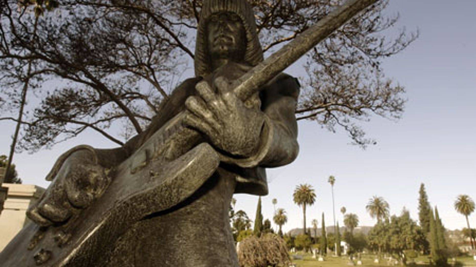 Jan. 27: A statue of Johnny Ramone marks his burial site at Hollywood Forever.