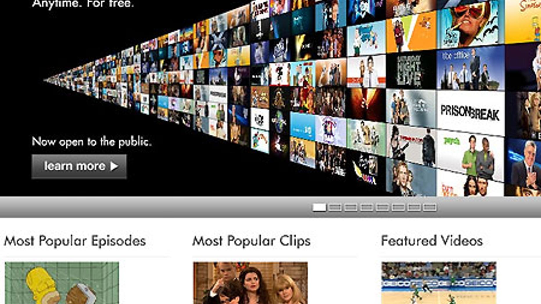 A screen grab of the Hulu.com front page.