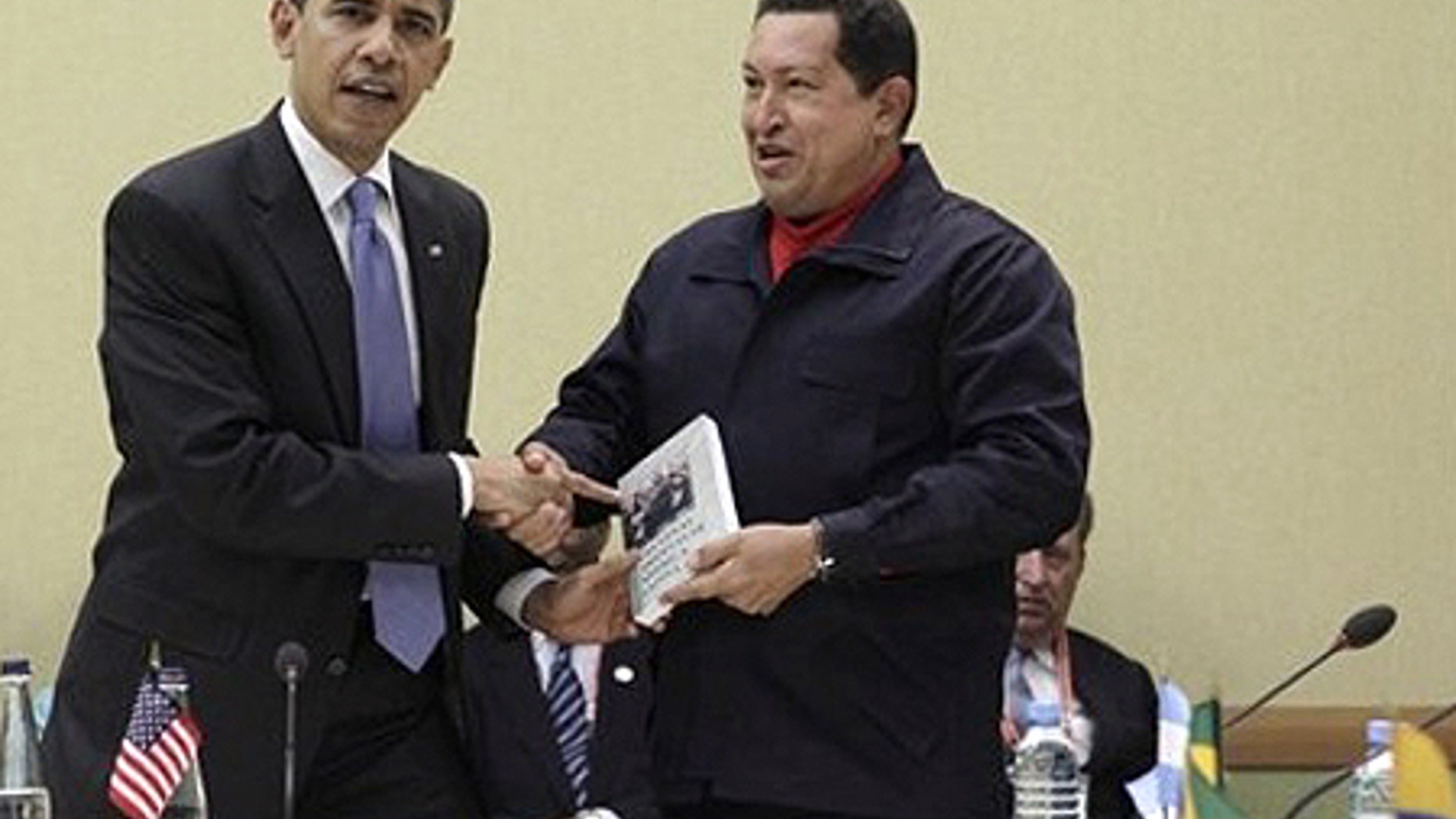 April 18: Venezuela's President Hugo Chavez hands President Obama the book titled "The Open Veins of Latin America" by Eduardo Galeano.
