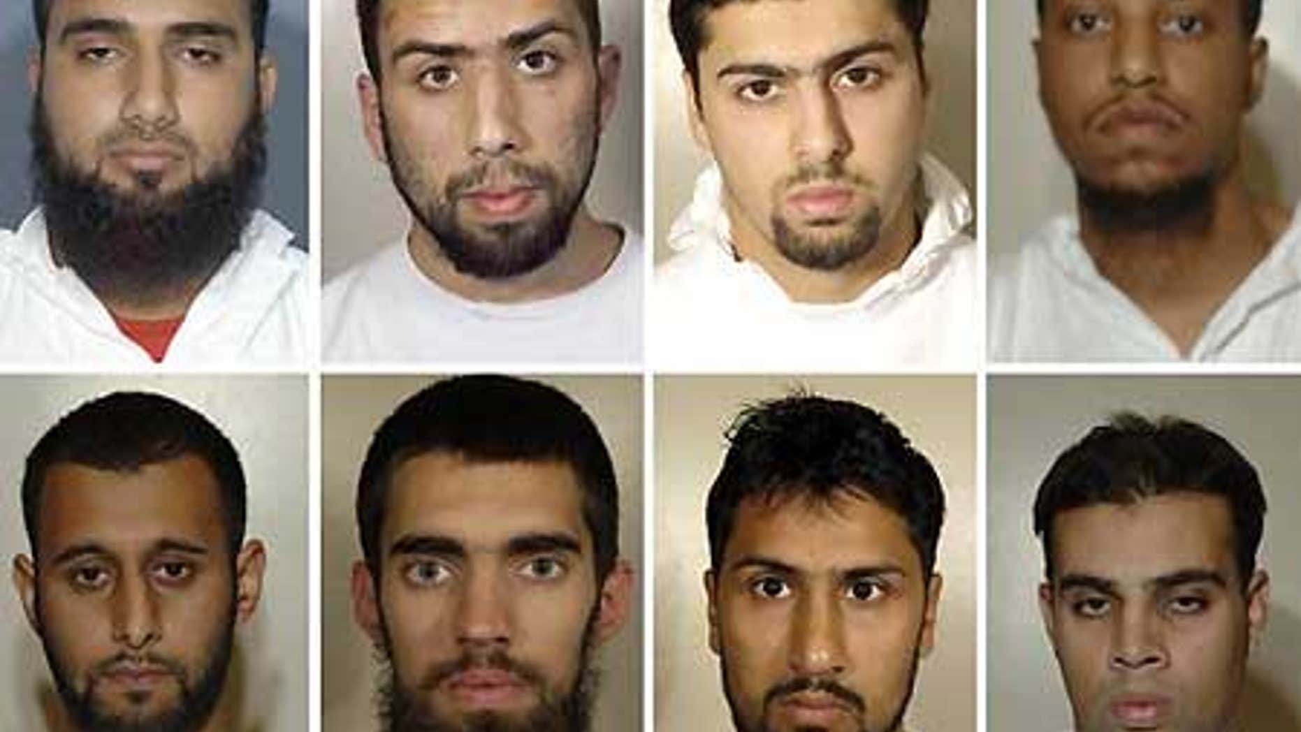 Eight suspects on trial for plotting to use 'home made bombs' disguised as soft drinks to blow up transatlantic aircraft in mid-flight.