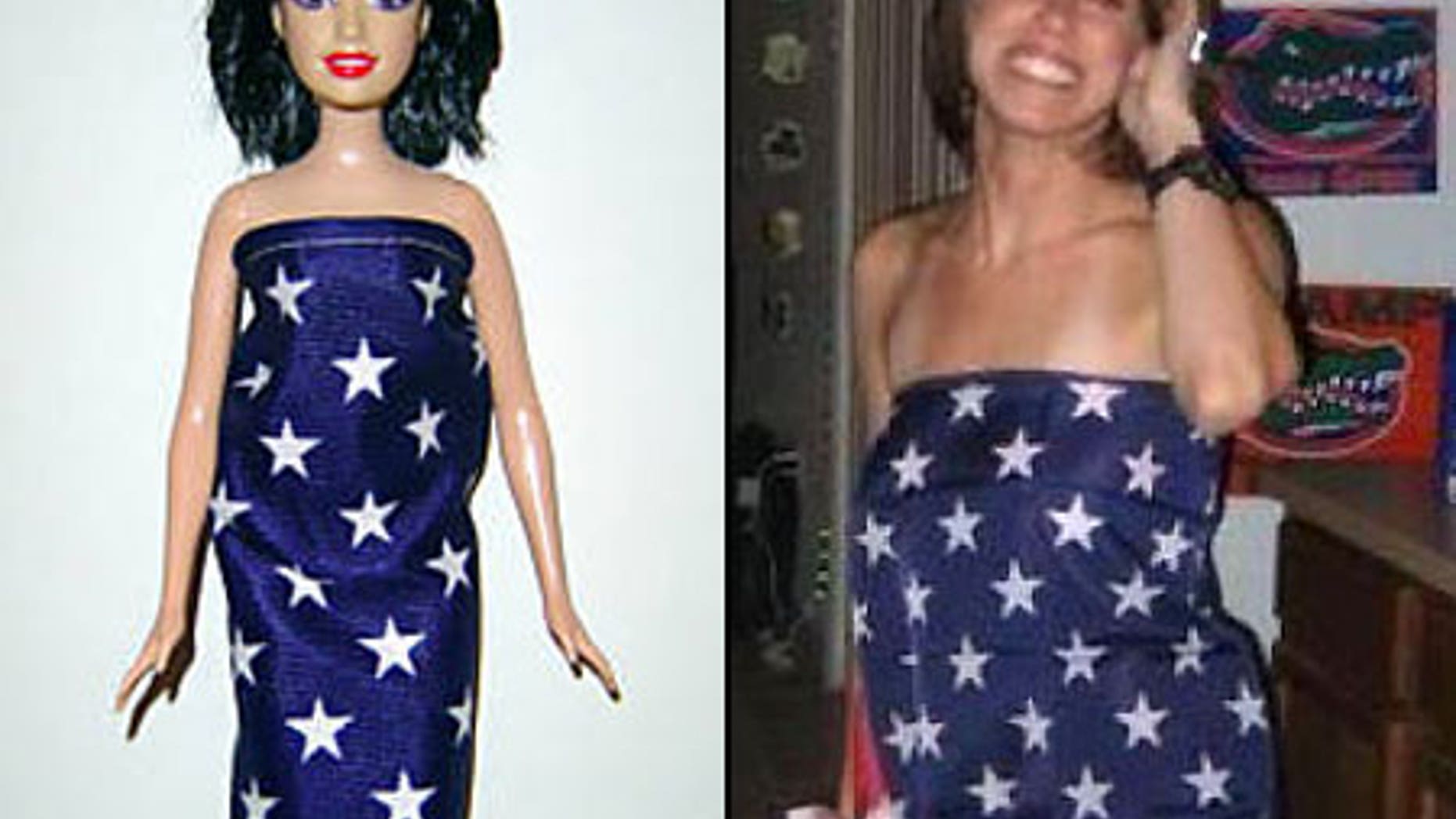 The Casey Anthony doll, and an American flag-clad Casey Anthony.