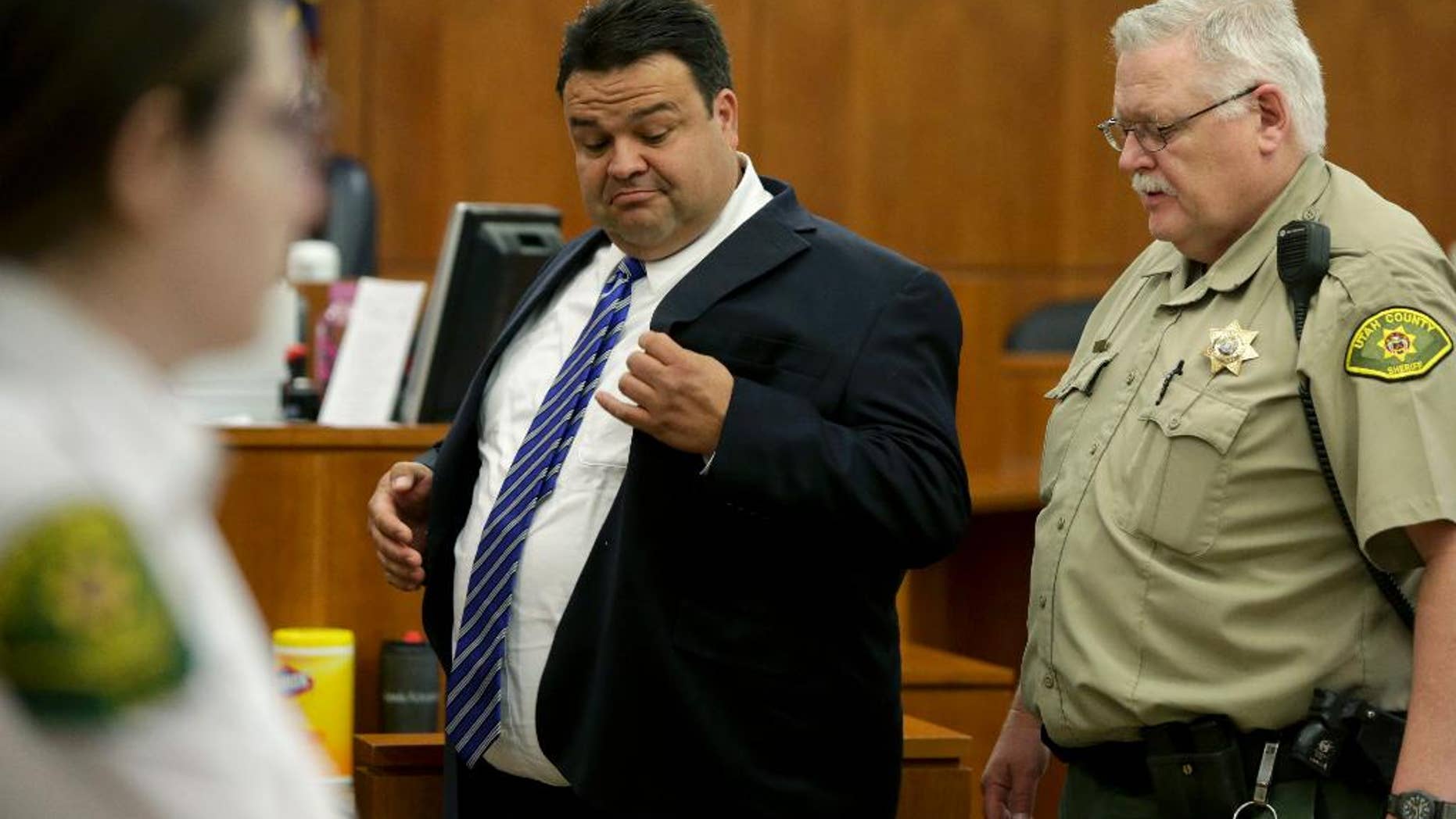 In this Thursday, March 30, 2017, photo, Keith Vallejo leaves the courtroom, in Provo, Utah.