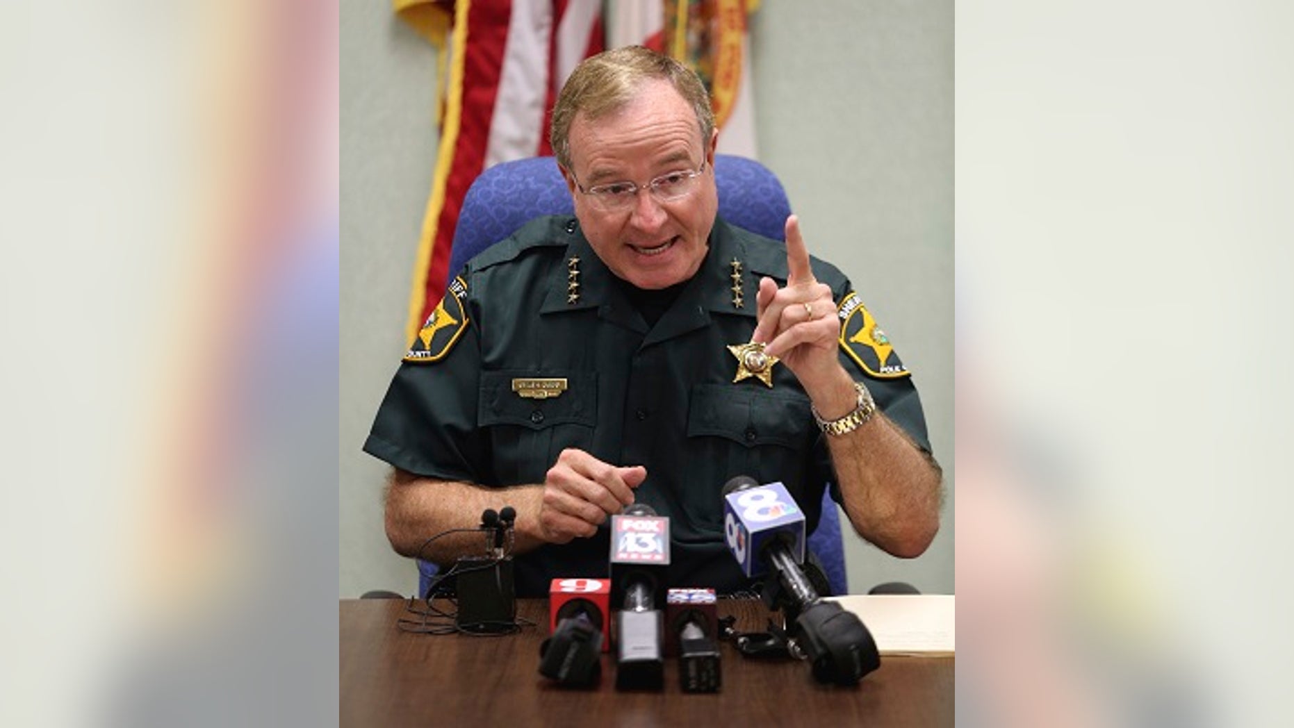 Polk County Sheriff Grady Judd tweeted Wednesday that sex offenders and people with warrants would be taken into custody while seeking shelter from Hurricane Irma.
