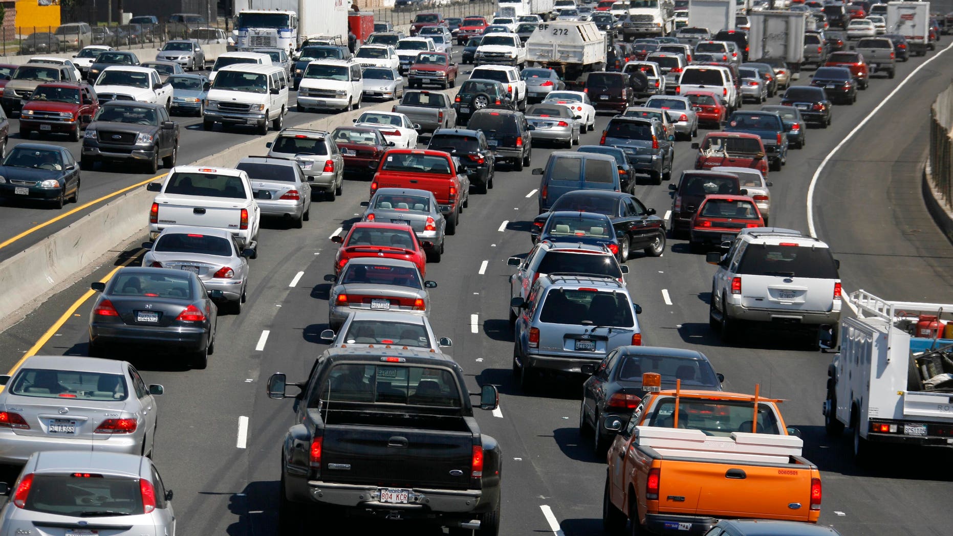 FILE - In this Sept. 1, 2006 file photo, traffic crawls along Interstate 5 in Los Angeles. Interstate 5 is California's most congested, according to new data from the state Department of Transportation. (AP Photo/Nick Ut, File)