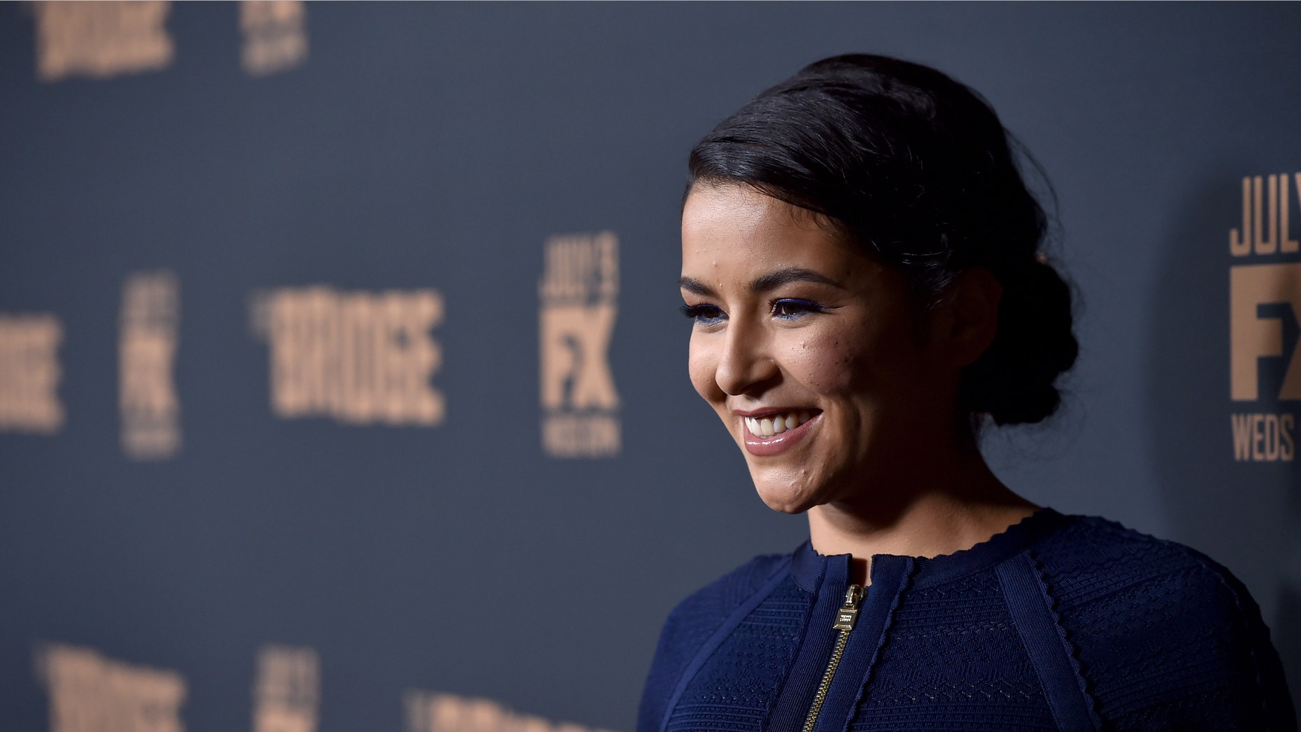 WEST HOLLYWOOD, CA - JULY 07: Actress Emily Rios attends the premiere of FX's "The Bridge" at Pacific Design Center on July 7, 2014 in West Hollywood, California. (Photo by Alberto E. Rodriguez/Getty Images)