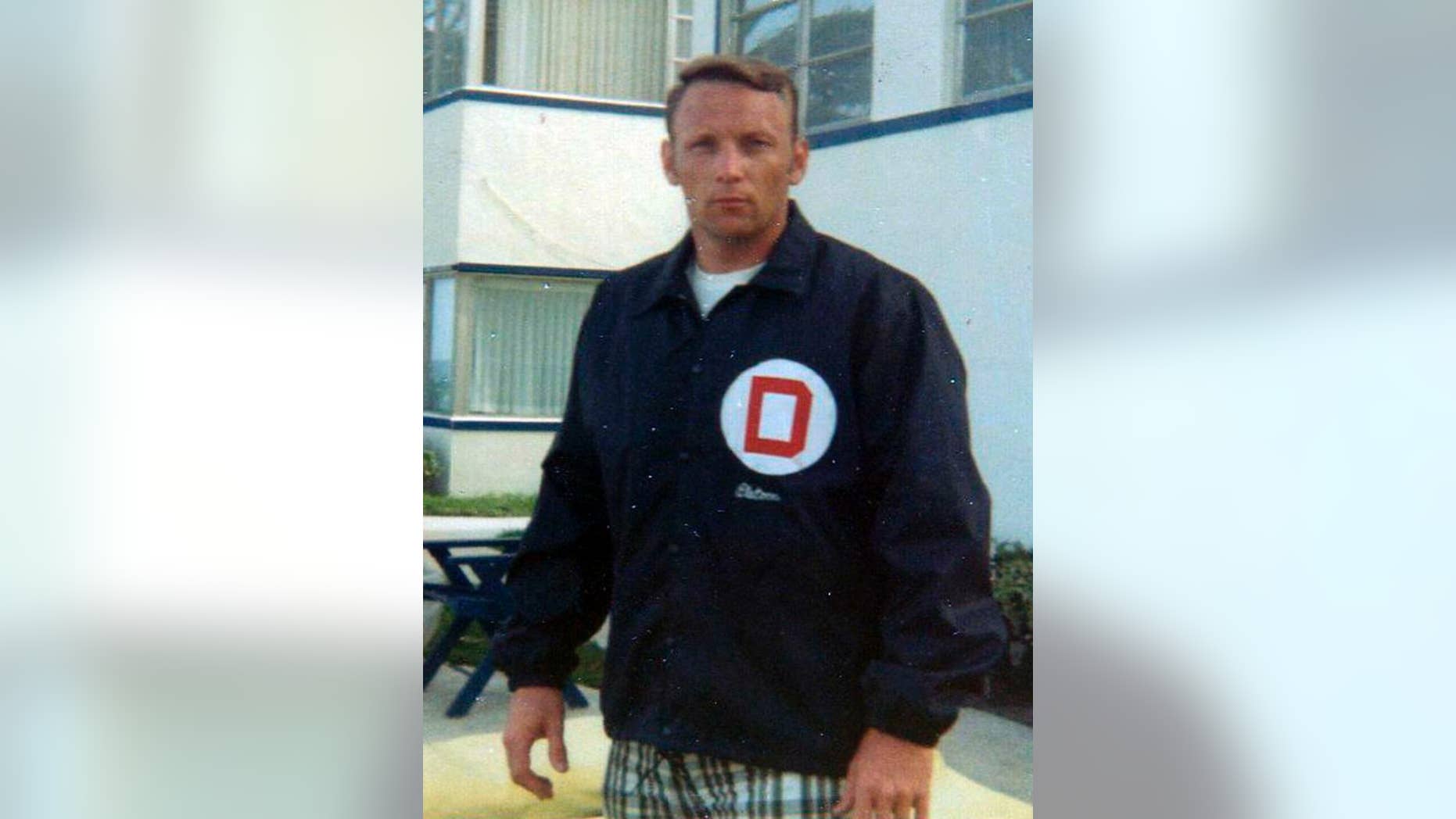 In this 1970 family photo provided by Lori Cooper, Columbus, Ohio, police officer Niki Cooper poses in his "Company D" jacket signifying his membership in a unit of officers that worked an 8 p.m. to 4 a.m. swing shift during the police department's busiest hours. An 82-year-old man who was indicted, but never prosecuted, in the nonfatal shooting of Cooper almost 45 years ago cannot be tried now, a judge ruled Thursday, Feb. 16, 2017. Cooper, who died just over three years ago at 71, rarely spoke of the event and his family said he was never the same afterward. (Photo courtesy of Lori Cooper via AP)