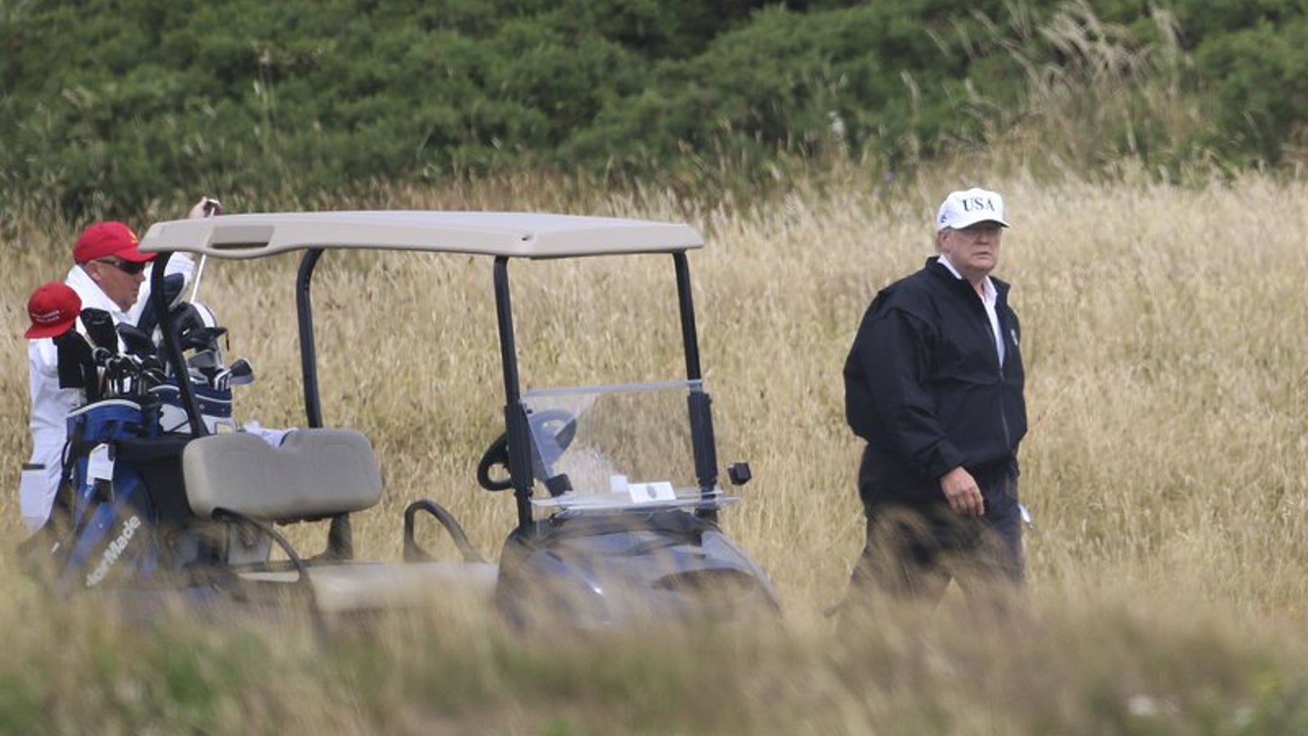 July 14: President Trump plays golf at Turnberry golf club in Scotland.