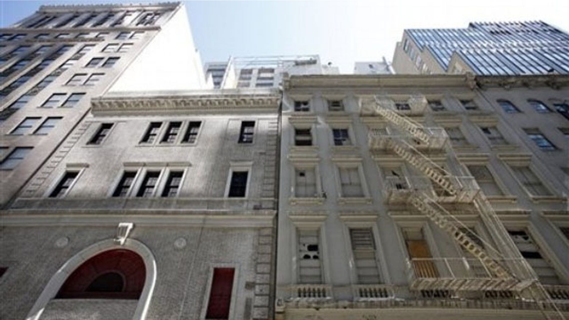 The site of a planned mosque is shown two blocks from the World Trade Center in New York. (AP Photo)