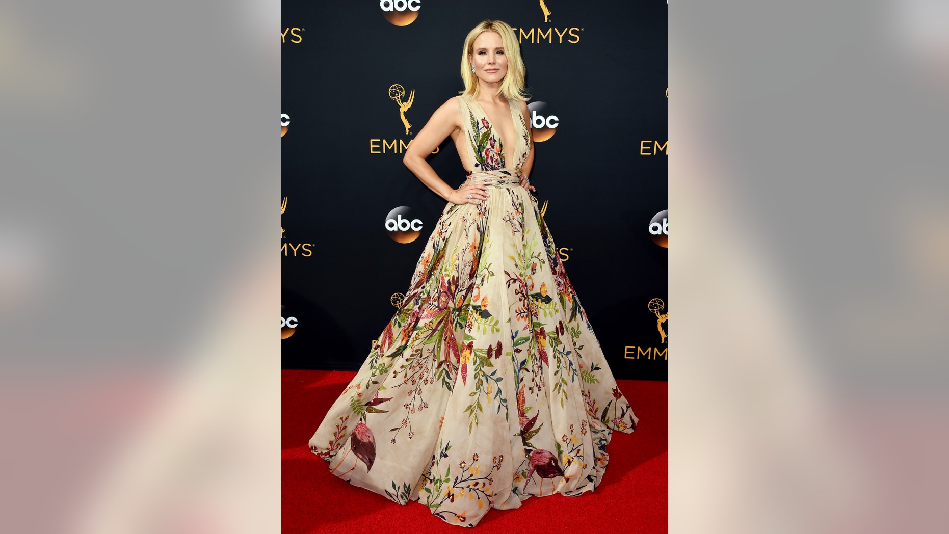 Kristen Bell looked stunning in a floral gown that made a statement.
