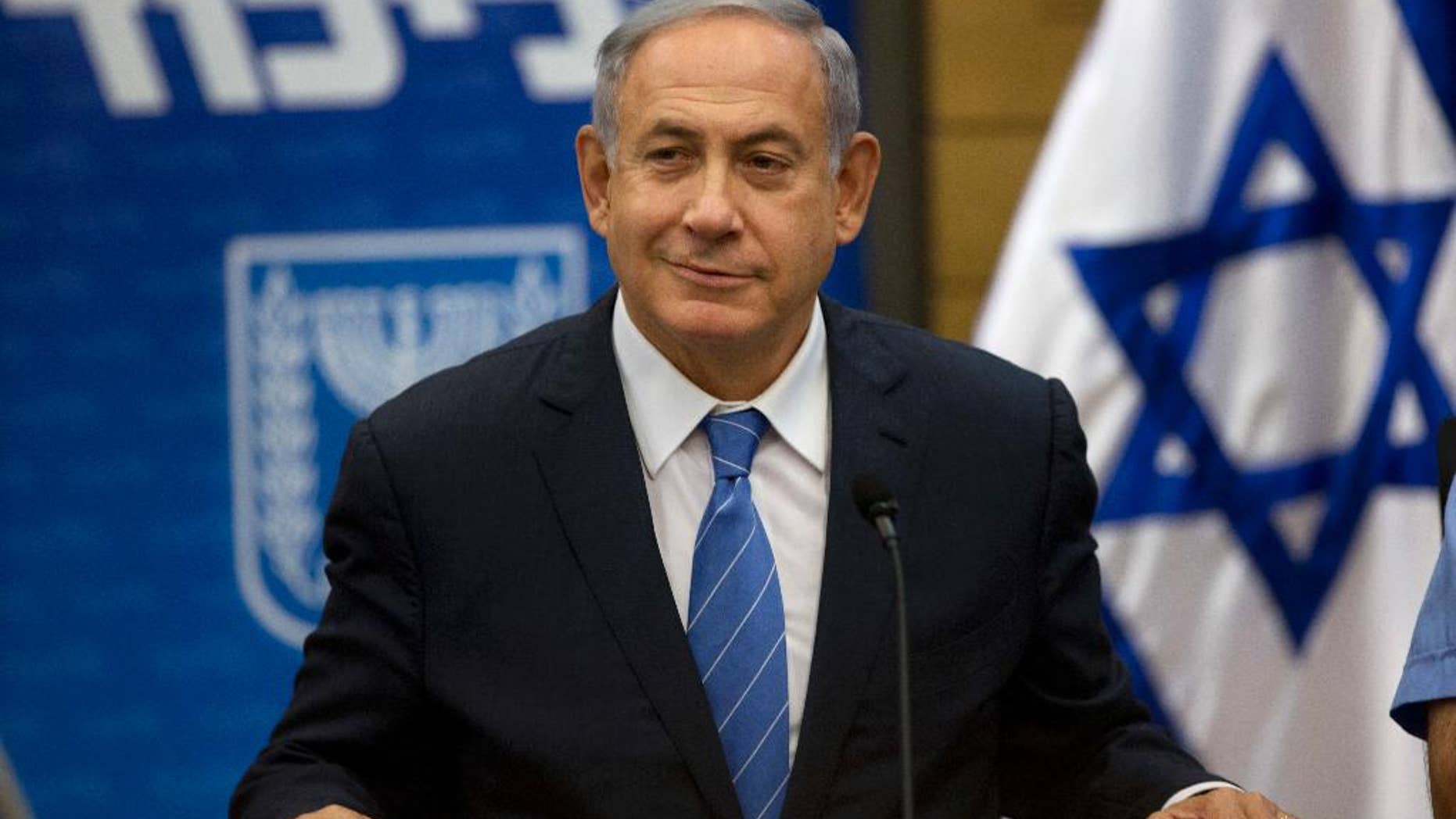 FILE - In this Monday, May 23, 2016 file photo, Israeli Prime Minister Benjamin Netanyahu, looks on during a faction meeting at the Knesset, Israel's parliament in Jerusalem. Israeli Prime Minister Benjamin Netanyahu spent more than $600,000 of public funds on a six-day trip to New York, including $1,600 on a personal hairdresser, according to a newly released expense report. (AP Photo/Sebastian Scheiner)