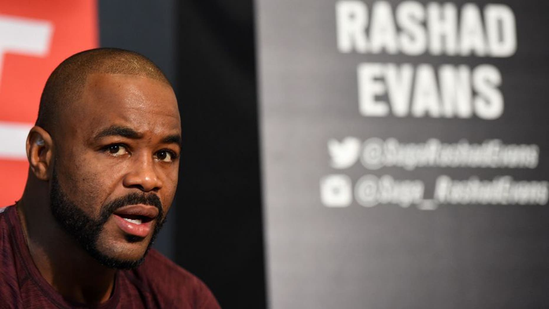 HOUSTON, TX - OCTOBER 01: Rashad Evans interacts with media during the UFC 192 Ultimate Media Day at the Toyota Center on October 1, 2015 in Houston, Texas. (Photo by Josh Hedges/Zuffa LLC/Zuffa LLC via Getty Images)