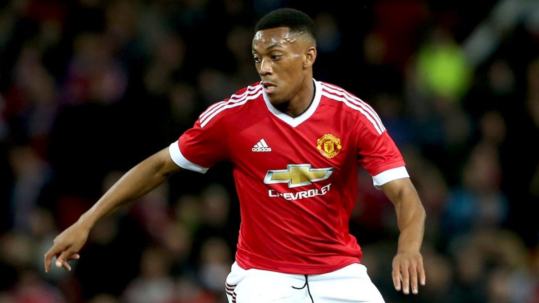 MANCHESTER, ENGLAND - SEPTEMBER 23: Anthony Martial of Manchester United in action during the Capital One Cup Third Round match between Manchester United and Ipswich Town at Old Trafford on September 23, 2015 in Manchester, England. (Photo by John Peters/Man Utd via Getty Images)