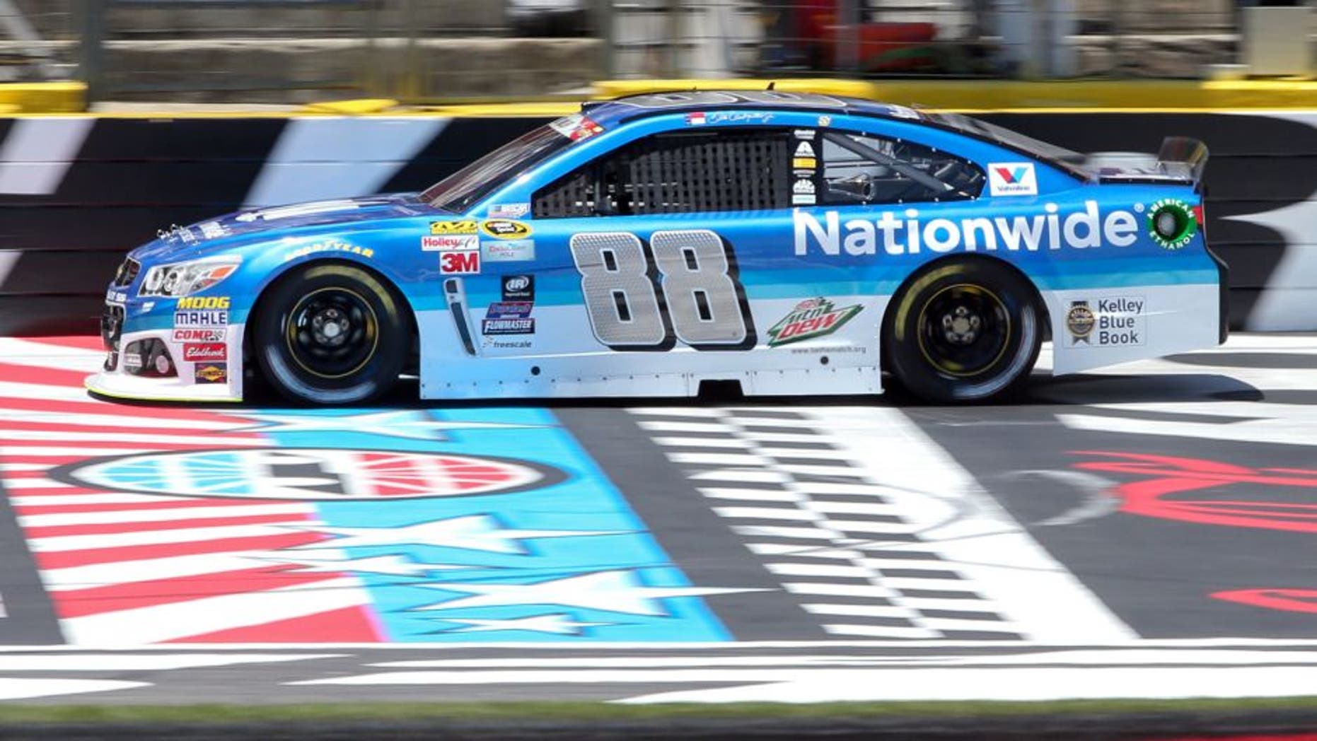 May 23, 2015; Concord, NC, USA; NASCAR Sprint Cup Series driver Dale Earnhardt Jr. (88) during practice for the Coca-Cola 600 at Charlotte Motor Speedway. Mandatory Credit: Randy Sartin-USA TODAY Sports