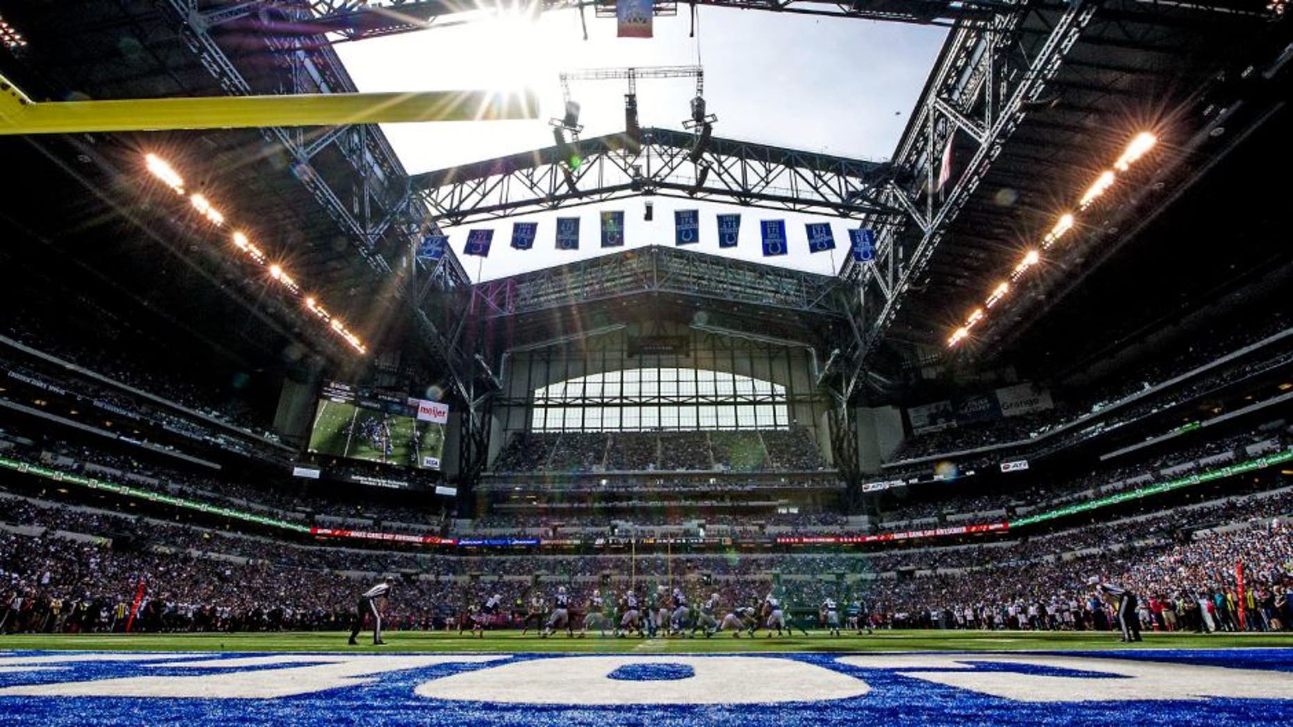 Oct 4, 2015; Indianapolis, IN, USA; An overall view at the Indianapolis Colts play against the Jacksonville Jaguars at Lucas Oil Stadium. Mandatory Credit: Thomas J. Russo-USA TODAY Sports