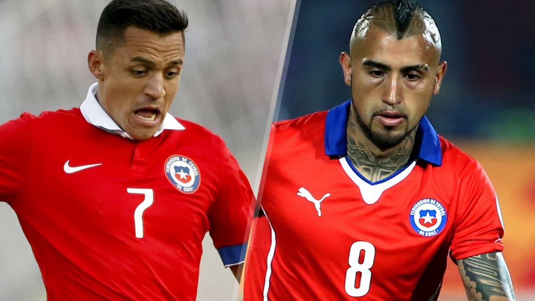 Chilean footballer Alexis Sanchez (R) vies for the ball with Paraguay's Gustavo Gomez (L) during a friendly football match at the National Stadium in Santiago, September 5,2015. AFP PHOTO / MARCELO HERNANDEZ (Photo credit should read MARCELO HERNANDEZ/AFP/Getty Images) SANTIAGO, CHILE - JUNE 29: Arturo Vidal of Chile drives the ball during the 2015 Copa America Chile Semi Final match between Chile and Peru at Nacional Stadium on June 29, 2015 in Santiago, Chile. (Photo by Daniel Jayo/LatinContent/Getty Images)