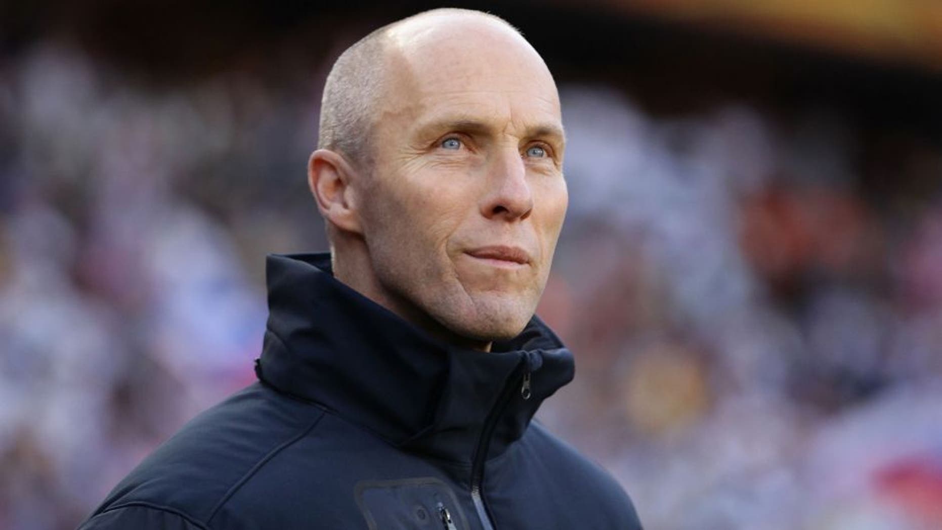 JOHANNESBURG, SOUTH AFRICA - JUNE 18: Bob Bradley head coach of the USA looks thoughtful during the 2010 FIFA World Cup South Africa Group C match between Slovenia and USA at Ellis Park Stadium on June 18, 2010 in Johannesburg, South Africa. (Photo by Ezra Shaw/Getty Images)