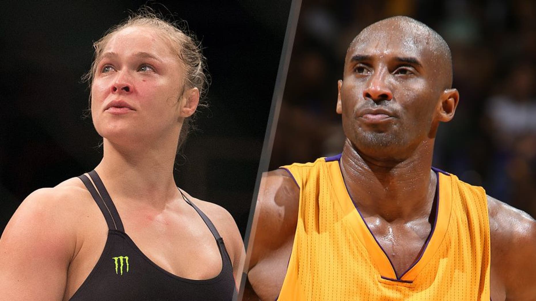 UFC women's bantamweight champion Ronda Rousey celebrates after defeating Bethe Correia of Brazil by KO during the UFC 190 event inside HSBC Arena on August 1, 2015 in Rio de Janeiro, Brazil. (Photo by Jeff Bottari/Zuffa LLC/Zuffa LLC via Getty Images) Kobe Bryant #24 of the Los Angeles Lakers looks on against the Utah Jazz during a preseason game on October 6, 2015 at the Stan Sheriff Center in Honolulu, Hawaii. NOTE TO USER: User expressly acknowledges and agrees that, by downloading and or using this Photograph, user is consenting to the terms and conditions of the Getty Images License Agreement. Mandatory Copyright Notice: Copyright 2015 NBAE (Photo by Jay Metzger/NBAE via Getty Images)