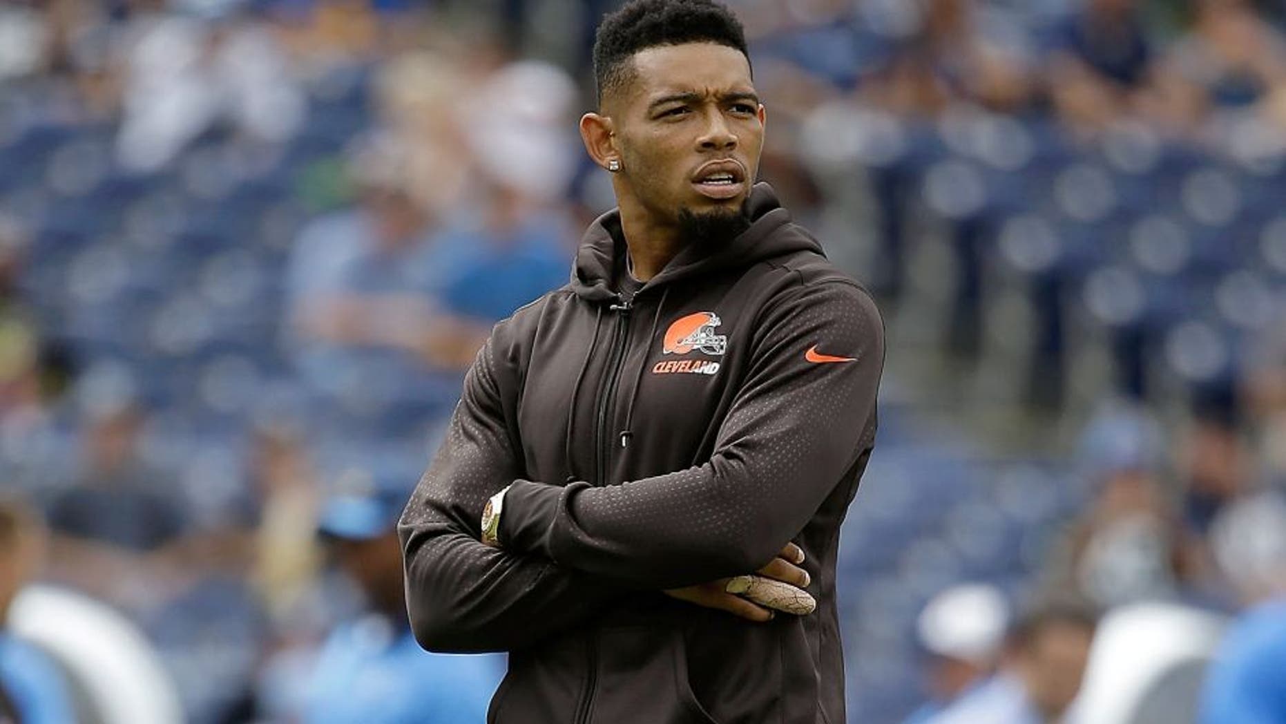 SAN DIEGO, CA - OCTOBER 04: Joe Haden #23 of the Cleveland Browns looks on prior to the start of the game against the San Diego Chargers at Qualcomm Stadium on October 4, 2015 in San Diego, California. (Photo by Jeff Gross/Getty Images)