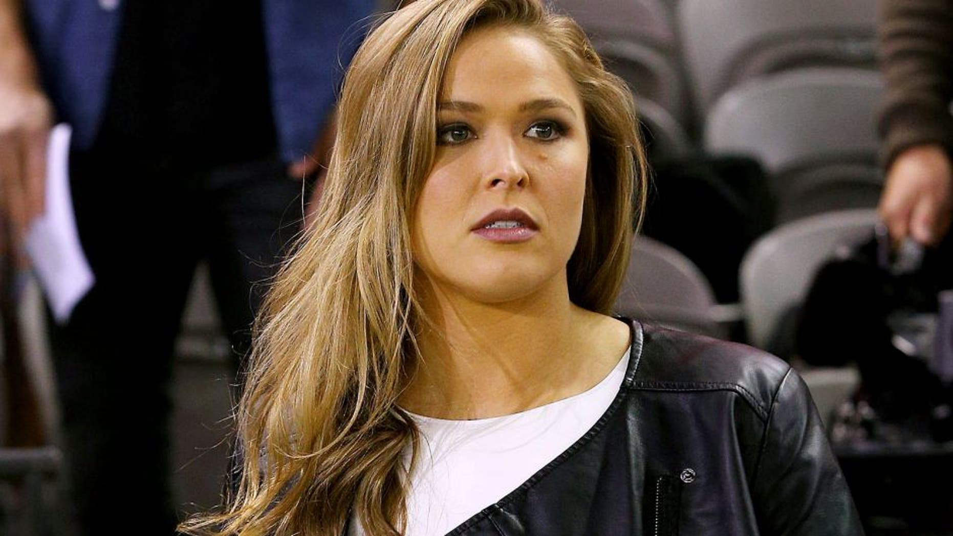 MELBOURNE, AUSTRALIA - SEPTEMBER 16: Ronda Rousey, UFC Women's Bantamweight Champion, looks on during the UFC 193 media event at Etihad Stadium on September 16, 2015 in Melbourne, Australia. (Photo by Michael Dodge/Zuffa LLC/Zuffa LLC via Getty Images)