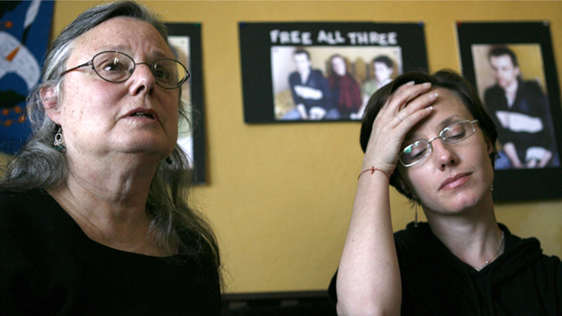 Oct. 9: Nora Shourd, left, along with her daughter, Sarah Shourd, speak to the media in Oakland, Calif.