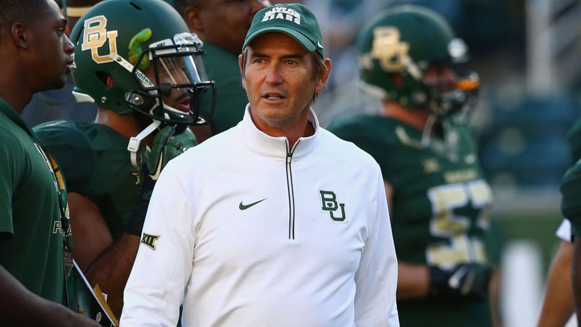 WACO, TX - SEPTEMBER 12: Head coach Art Briles of the Baylor Bears before a game against the Lamar Cardinals at McLane Stadium on September 12, 2015 in Waco, Texas. (Photo by Ronald Martinez/Getty Images)