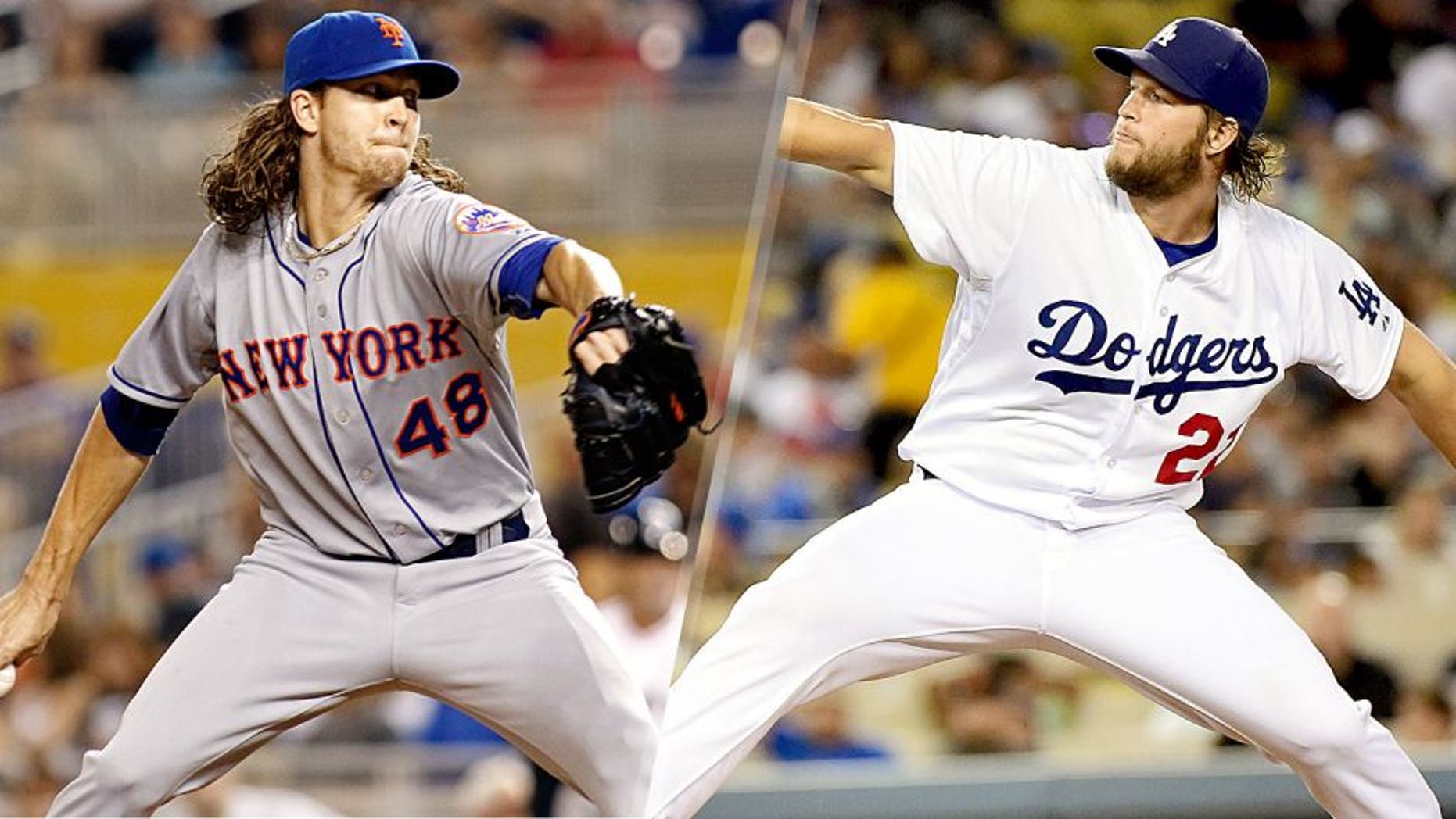 MIAMI, FL - SEPTEMBER 04: Jacob deGrom #48 of the New York Mets throws in the first inning against the Miami Marlins at Marlins Park on September 4, 2015 in Miami, Florida. (Photo by Joe Skipper/Getty Images) LOS ANGELES, CA - SEPTEMBER 02: Clayton Kershaw #22 of the Los Angeles Dodgers pitches against the San Francisco Giants during the second inning at Dodger Stadium on September 2, 2015 in Los Angeles, California. (Photo by Harry How/Getty Images)