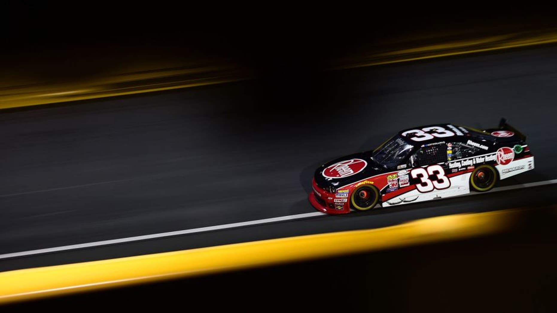 CHARLOTTE, NC - OCTOBER 09: Austin Dillon, driver of the #33 Rheem Chevrolet, races during the NASCAR XFINITY Series Drive for the Cure 300 at Charlotte Motor Speedway on October 9, 2015 in Charlotte, North Carolina. (Photo by Jared C. Tilton/NASCAR via Getty Images)