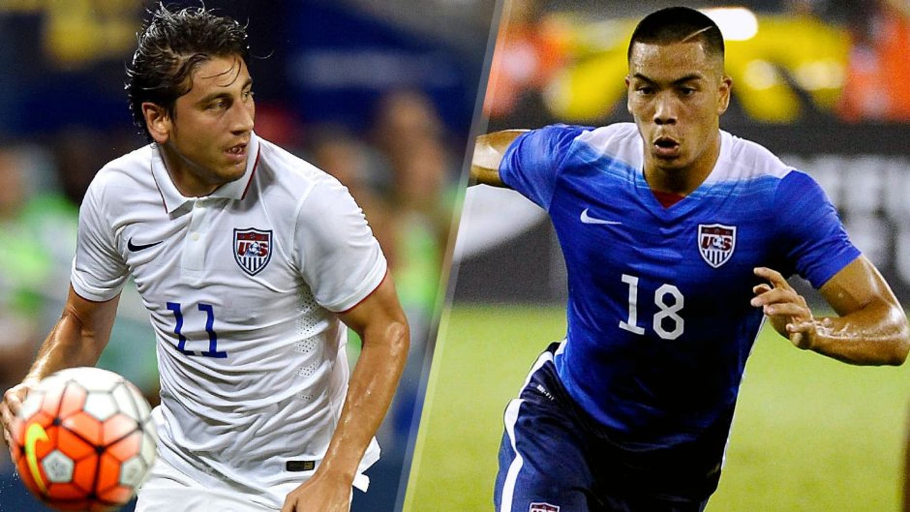 Sep 4, 2015; Washington, DC, USA; United States forward Bobby Wood (18) dribbles the ball against the Peru during the first half at RFK Stadium. Mandatory Credit: Brad Mills-USA TODAY Sports Jul 13, 2015; Kansas City, MO, USA; USA forward Alejandro Bedoya (11) dribbles the ball against Panama in the first half during CONCACAF Gold Cup group play at Sporting Park. Mandatory Credit: Peter G. Aiken-USA TODAY Sports