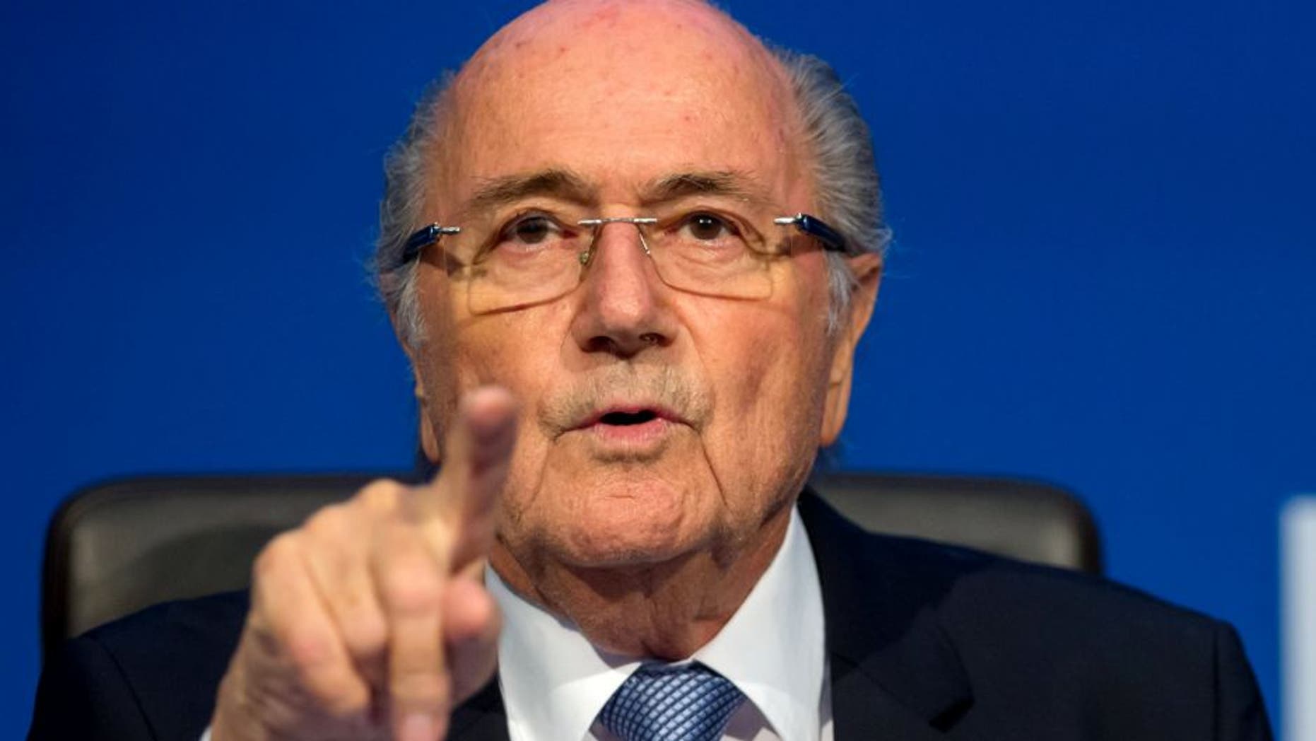 ZURICH, SWITZERLAND - JULY 20: FIFA President Joseph S. Blatter attends a press conference at the Extraordinary FIFA Executive Committee Meeting at the FIFA headquarters on July 20, 2015 in Zurich, Switzerland. (Photo by Philipp Schmidli/Getty Images)