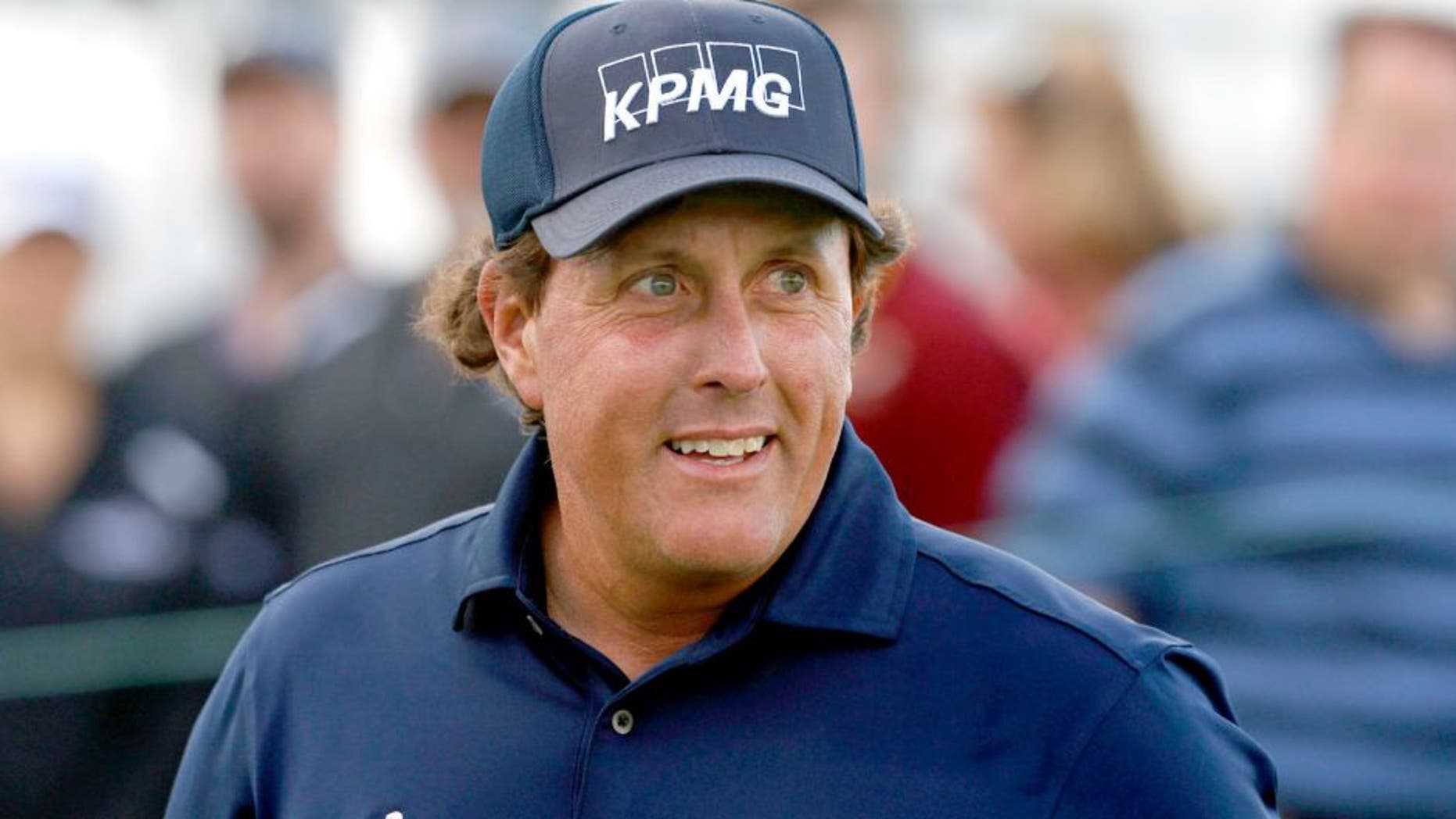 Sep 19, 2015; Lake Forest, IL, USA; PGA golfer Phil Mickelson walks to the 10th tee during the third round at Conway Farms Golf Club. Mandatory Credit: Brian Spurlock-USA TODAY Sports