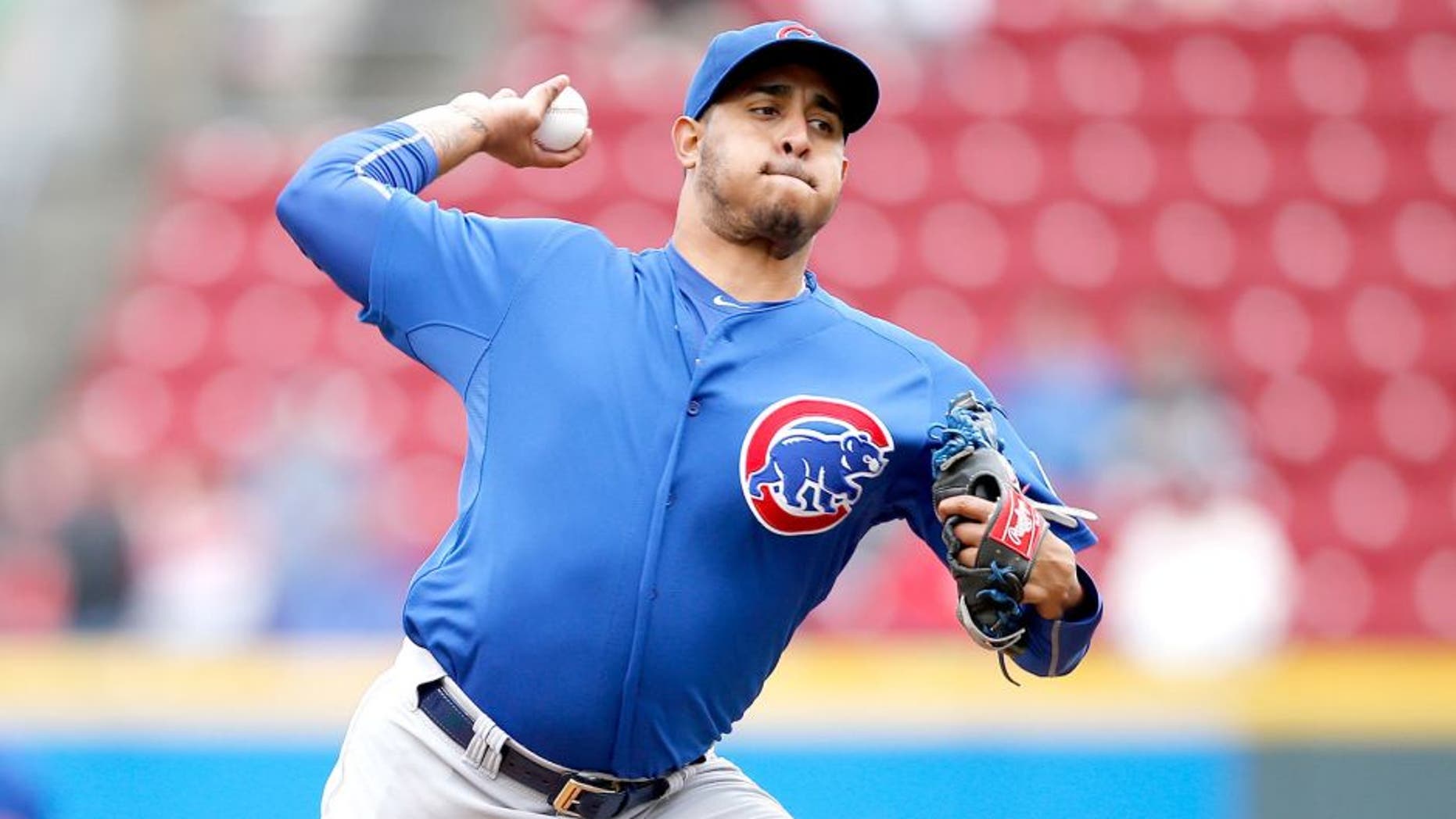 CINCINNATI, OH - OCTOBER 1: Hector Rondon #56 of the Chicago Cubs pitches against the Cincinnati Reds during a game at Great American Ball Park on October 1, 2015 in Cincinnati, Ohio. The Cubs defeated the Reds 5-3. (Photo by Joe Robbins/Getty Images)