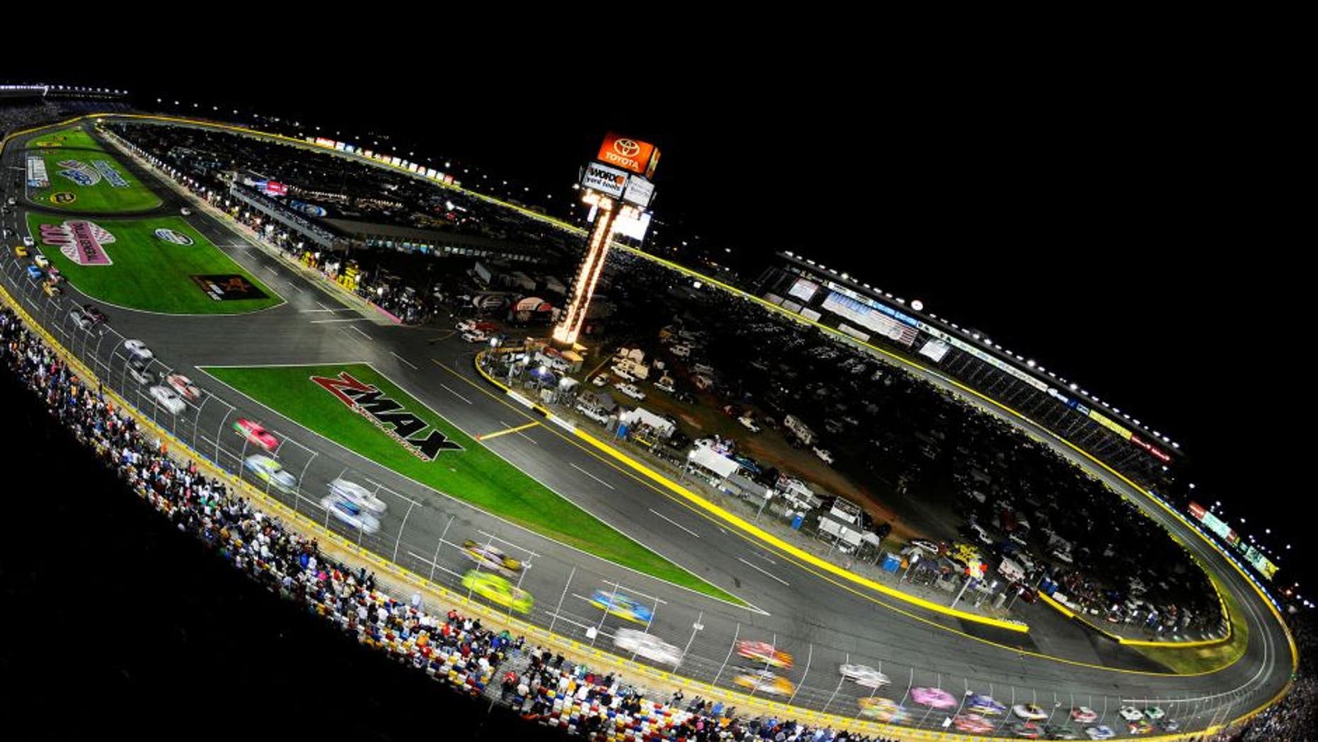 CONCORD, NC - OCTOBER 12: General view of cars racing the NASCAR Sprint Cup Series Bank of America 500 at Charlotte Motor Speedway on October 12, 2013 in Concord, North Carolina. (Photo by Jared C. Tilton/NASCAR via Getty Images)