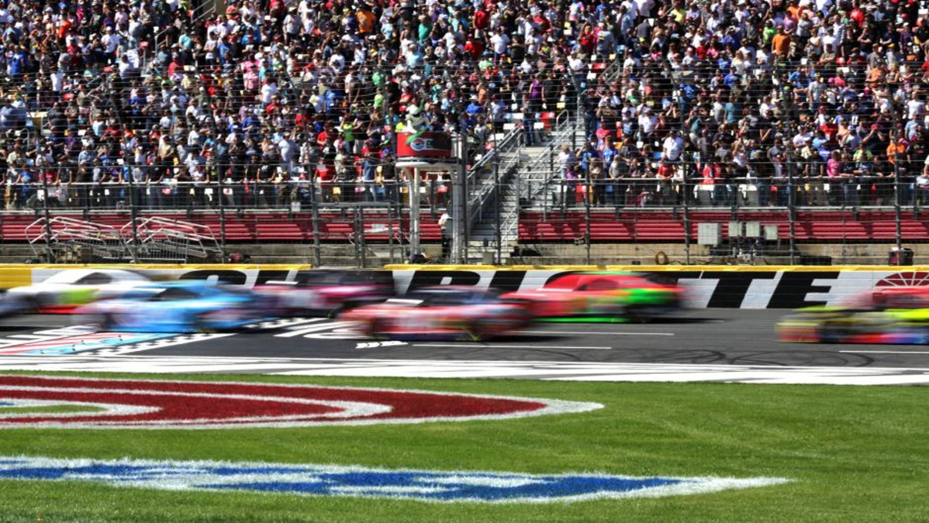 CHARLOTTE, NC - OCTOBER 11: A general view as cars race during the NASCAR Sprint Cup Series Bank of America 500 at Charlotte Motor Speedway on October 11, 2015 in Charlotte, North Carolina. (Photo by Jerry Markland/Getty Images)