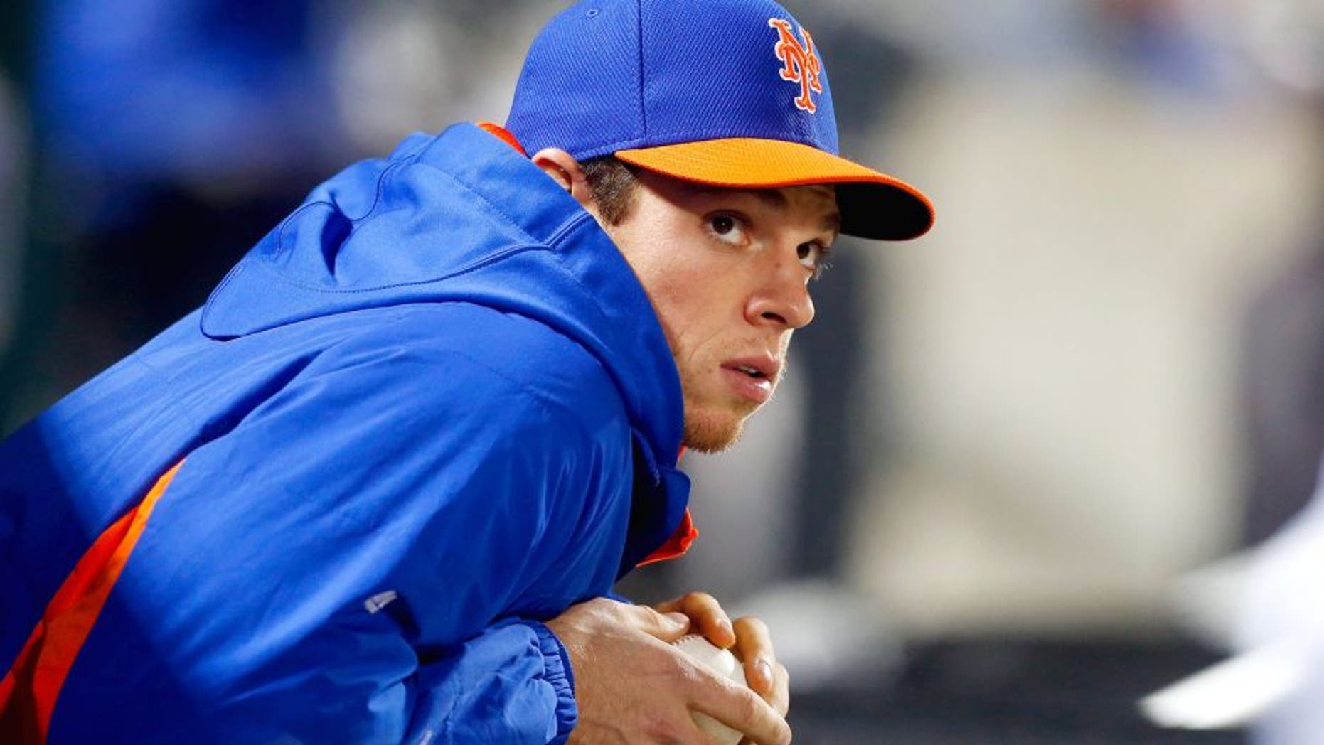 NEW YORK, NY - OCTOBER 03: (NEW YORK DAILIES OUT) Steven Matz #32 of the New York Mets looks on against the Washington Nationals at Citi Field on October 3, 2015 in the Flushing neighborhood of the Queens borough of New York City. The Nationals defeated the Mets 2-0. (Photo by Jim McIsaac/Getty Images)