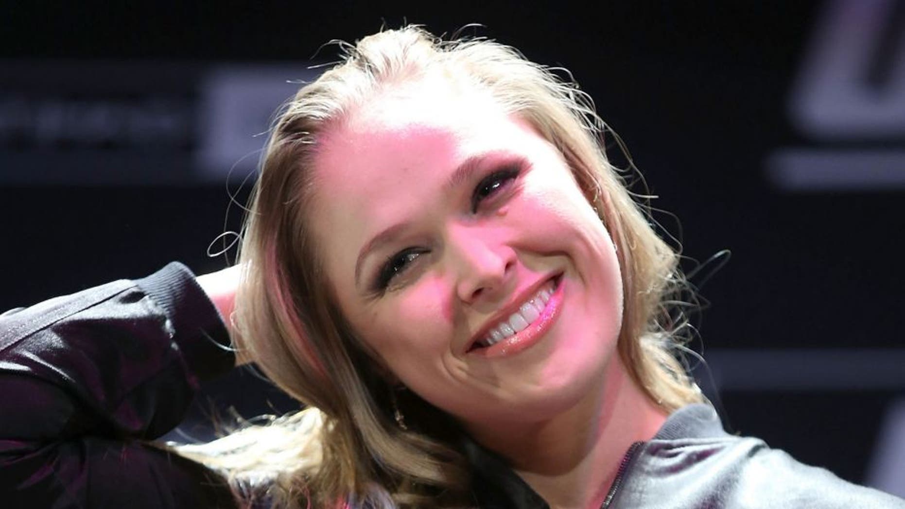 SYDNEY, AUSTRALIA - SEPTEMBER 17: Ronda Rousey speaks during a UFC 193 Sydney Fan Event on September 17, 2015 in Sydney, Australia. (Photo by Brendon Thorne/Zuffa LLC/Zuffa LLC via Getty Images)
