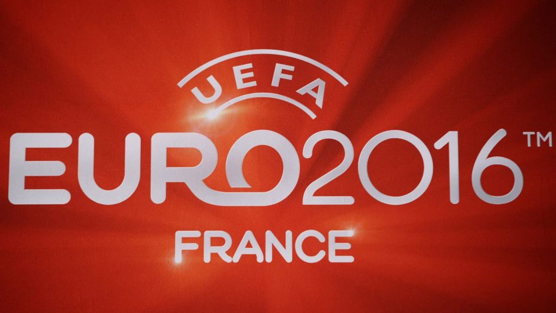 Picture taken on October 23, 2012 in Paris shows the logo of the Euro 2016 football tournament at the FFF headquarters in Paris. AFP PHOTO/ LIONEL BONAVENTURE (Photo credit should read LIONEL BONAVENTURE/AFP/Getty Images)