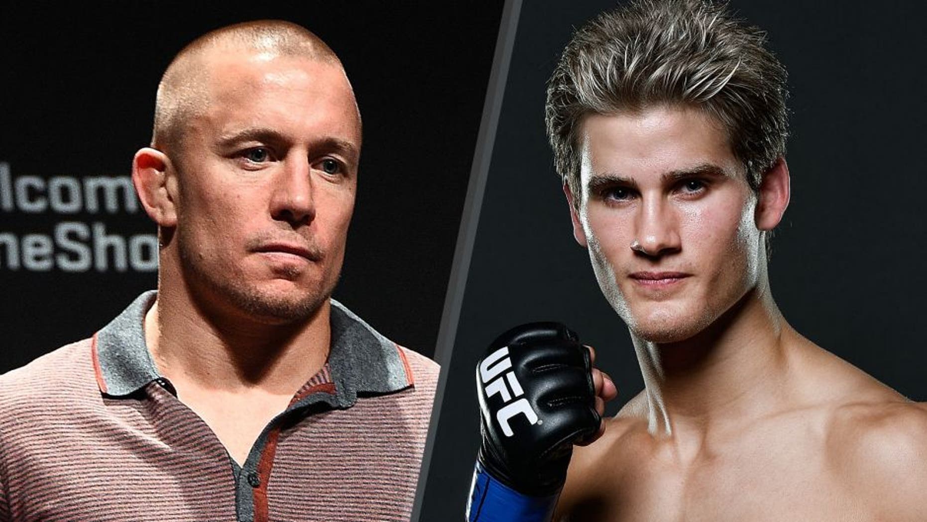 Former UFC welterweight champion Georges St-Pierre interacts with fans during a Q&A session before the UFC 186 weigh-in event at Metropolis on April 24, 2015 in Montreal, Quebec, Canada. (Photo by Jeff Bottari/Zuffa LLC/Zuffa LLC via Getty Images) Sage Northcutt poses for a post fight portrait backstage during the UFC 192 event at the Toyota Center on October 3, 2015 in Houston, Texas. (Photo by Mike Roach/Zuffa LLC/Zuffa LLC via Getty Images)