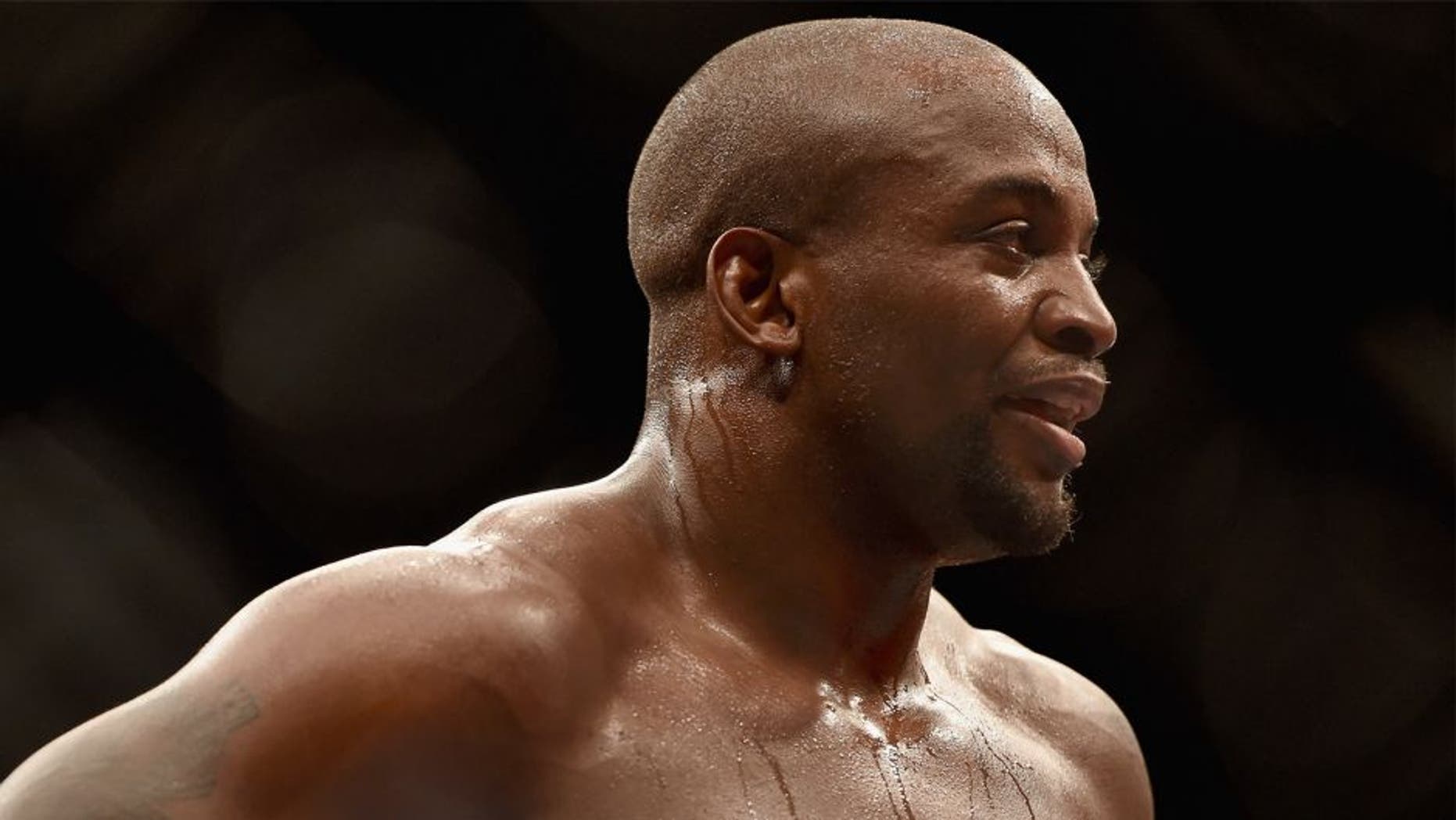 LAS VEGAS, NV - JULY 06: Eddie Gordon celebrates after defeating Dhiego Lima in their middleweight fight during the Ultimate Fighter Finale inside the Mandalay Bay Events Center on July 6, 2014 in Las Vegas, Nevada. (Photo by Jeff Bottari/Zuffa LLC/Zuffa LLC via Getty Images)
