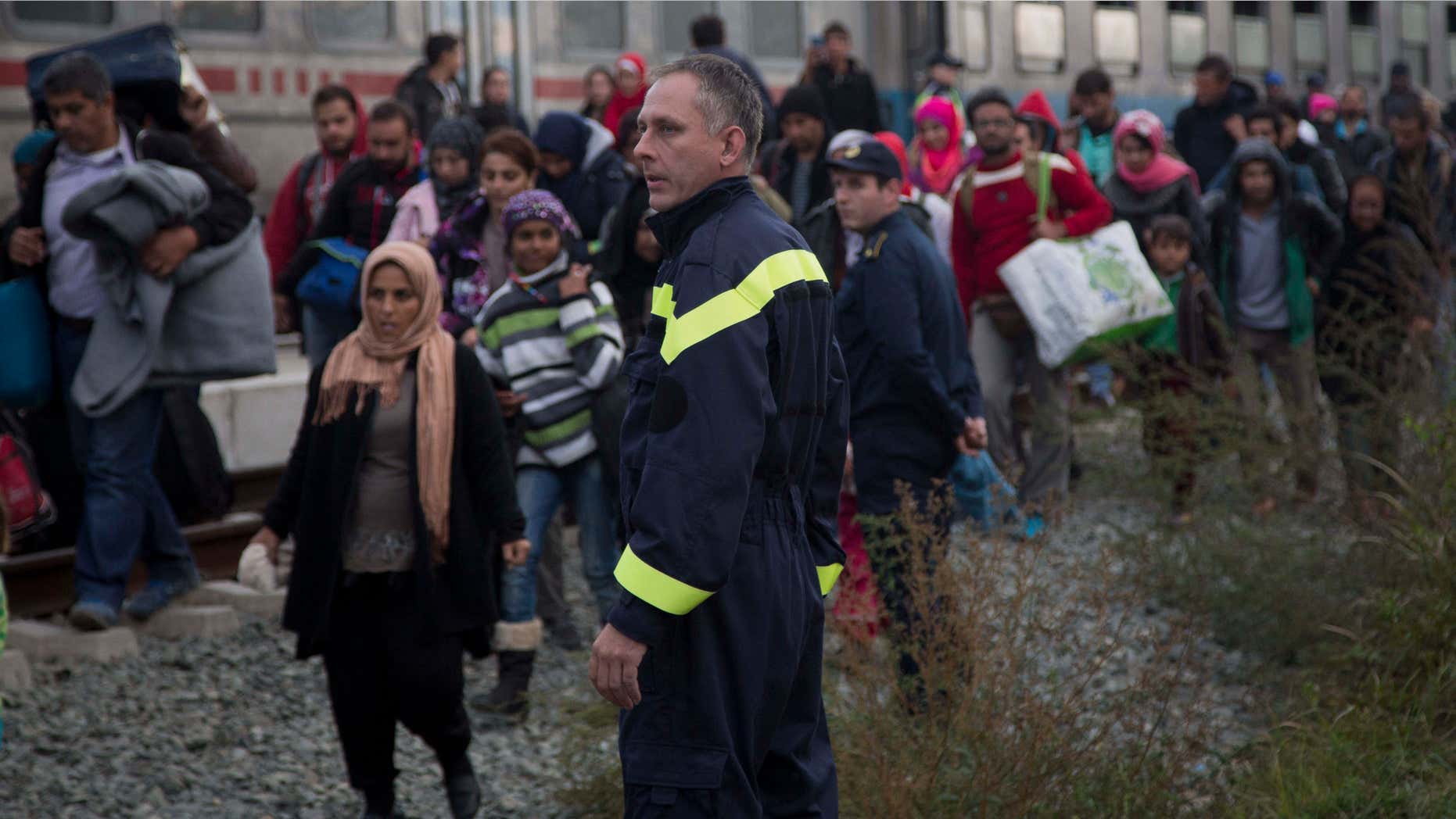 Oct. 16, 2015: People disembark from a train in Botovo, on the Croatia-Hungary border.